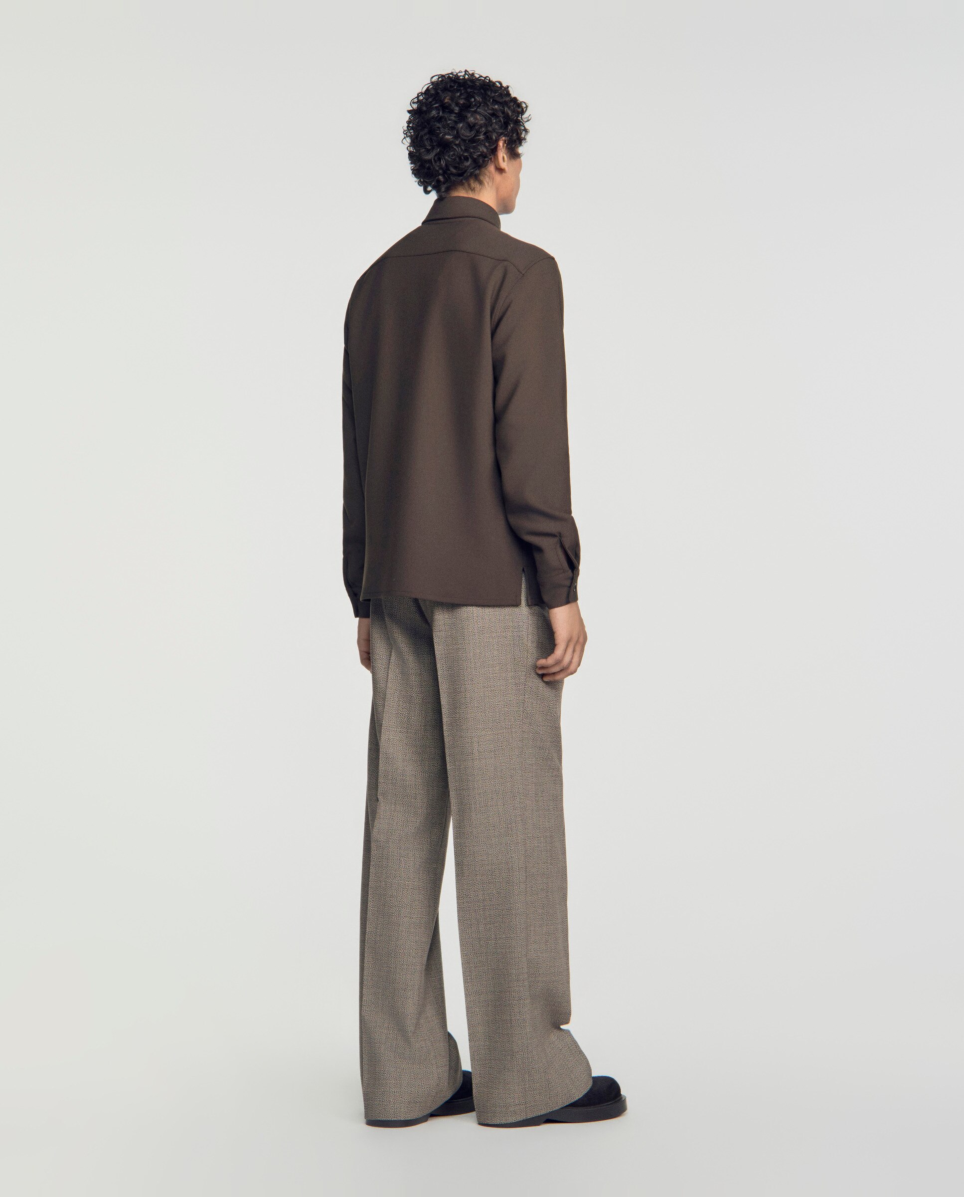 Sobrecamisa de hombre con bolsillos de parche y manga larga - Sandro - Gris oscuro Gris oscuro-2