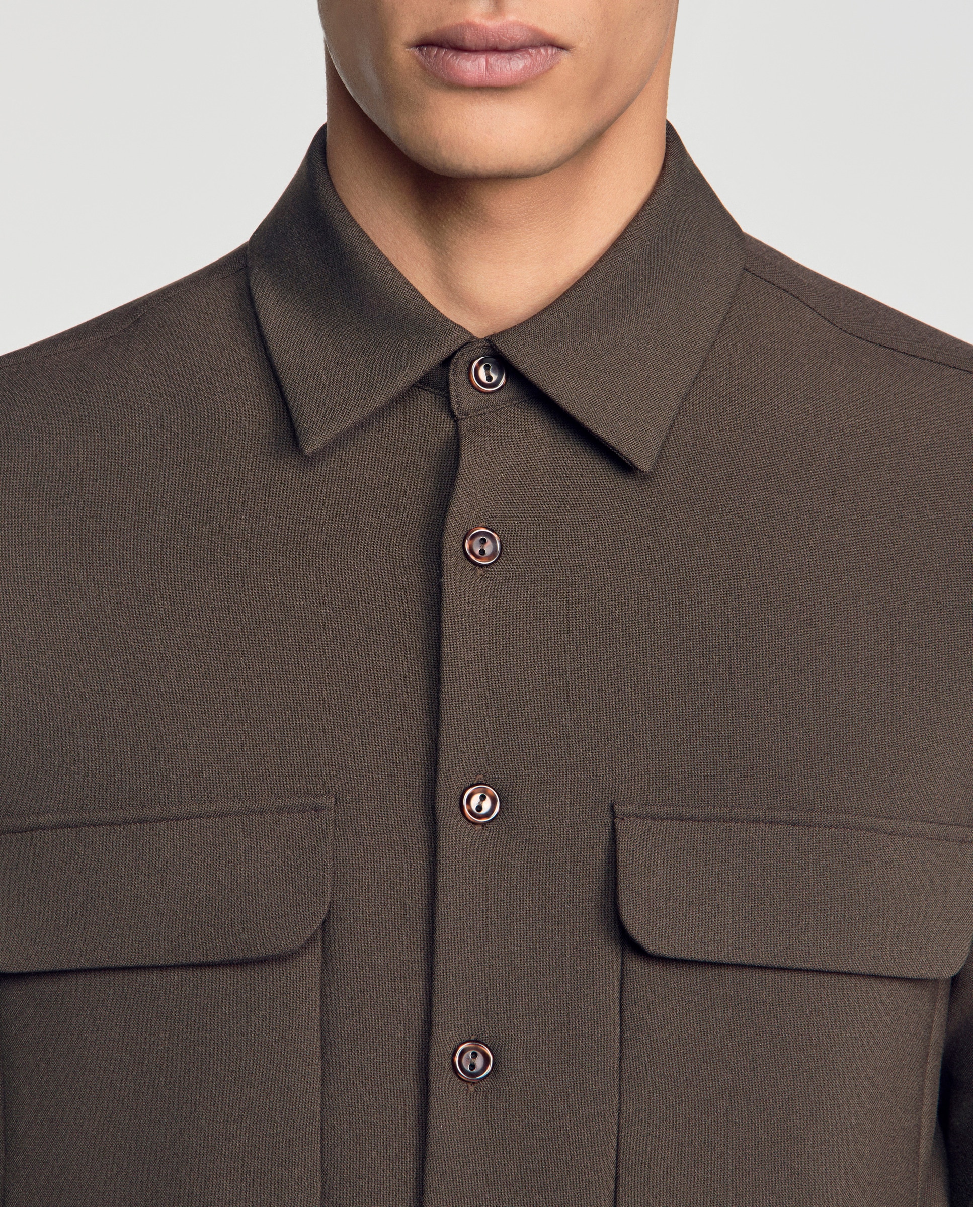 Sobrecamisa de hombre con bolsillos de parche y manga larga - Sandro - Gris oscuro Gris oscuro-5