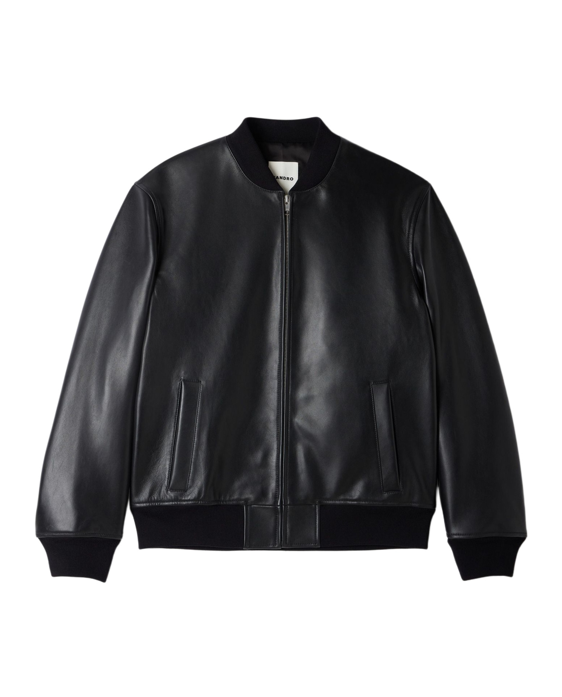 Cazadora de hombre de piel con cremallera - Sandro - Negro Negro-6