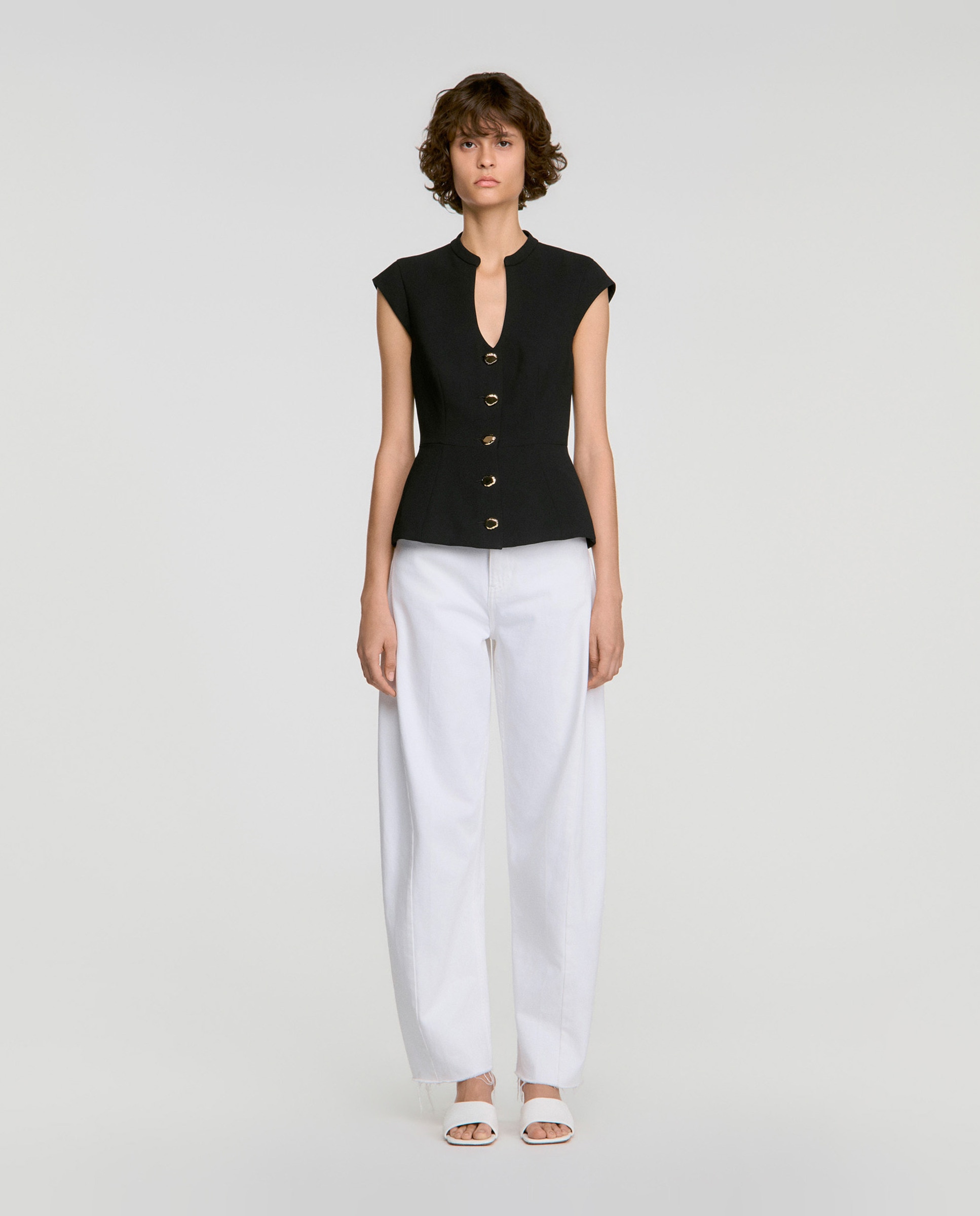 Top de mujer entallado con peplum - Sandro - Negro Negro-3