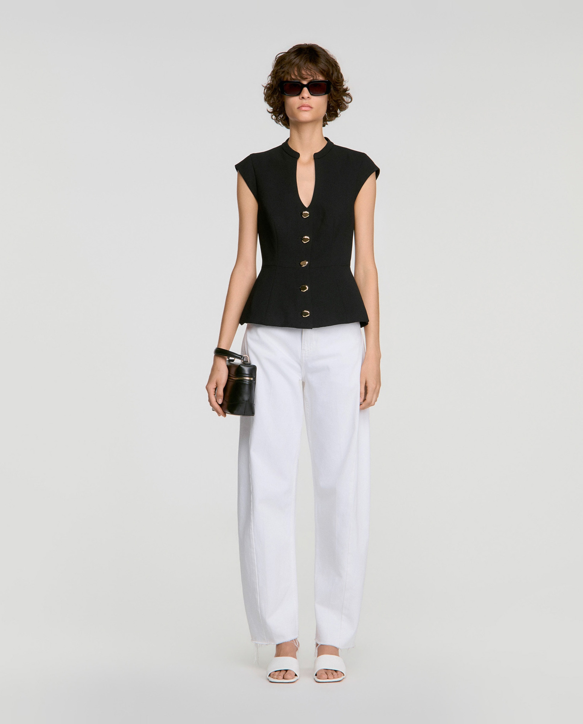 Top de mujer entallado con peplum - Sandro - Negro Negro-5