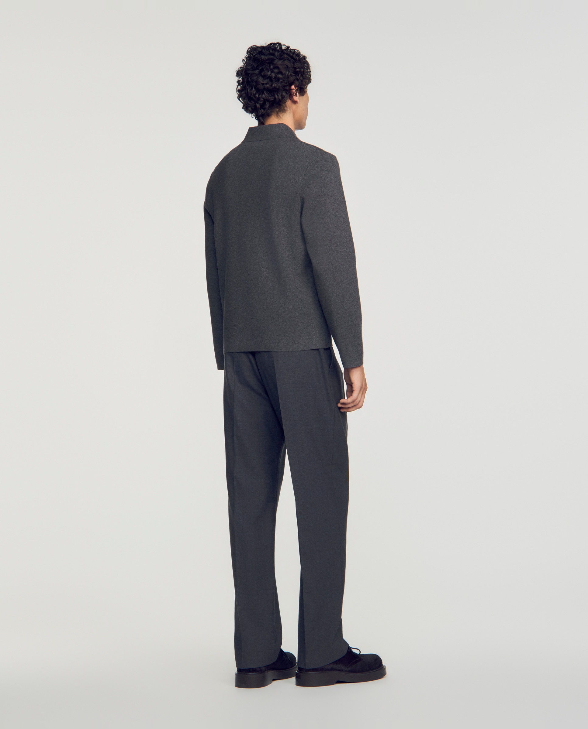 Cárdigan de punto de hombre viscosa cremallera cuello clásico - Sandro - Gris Gris-2