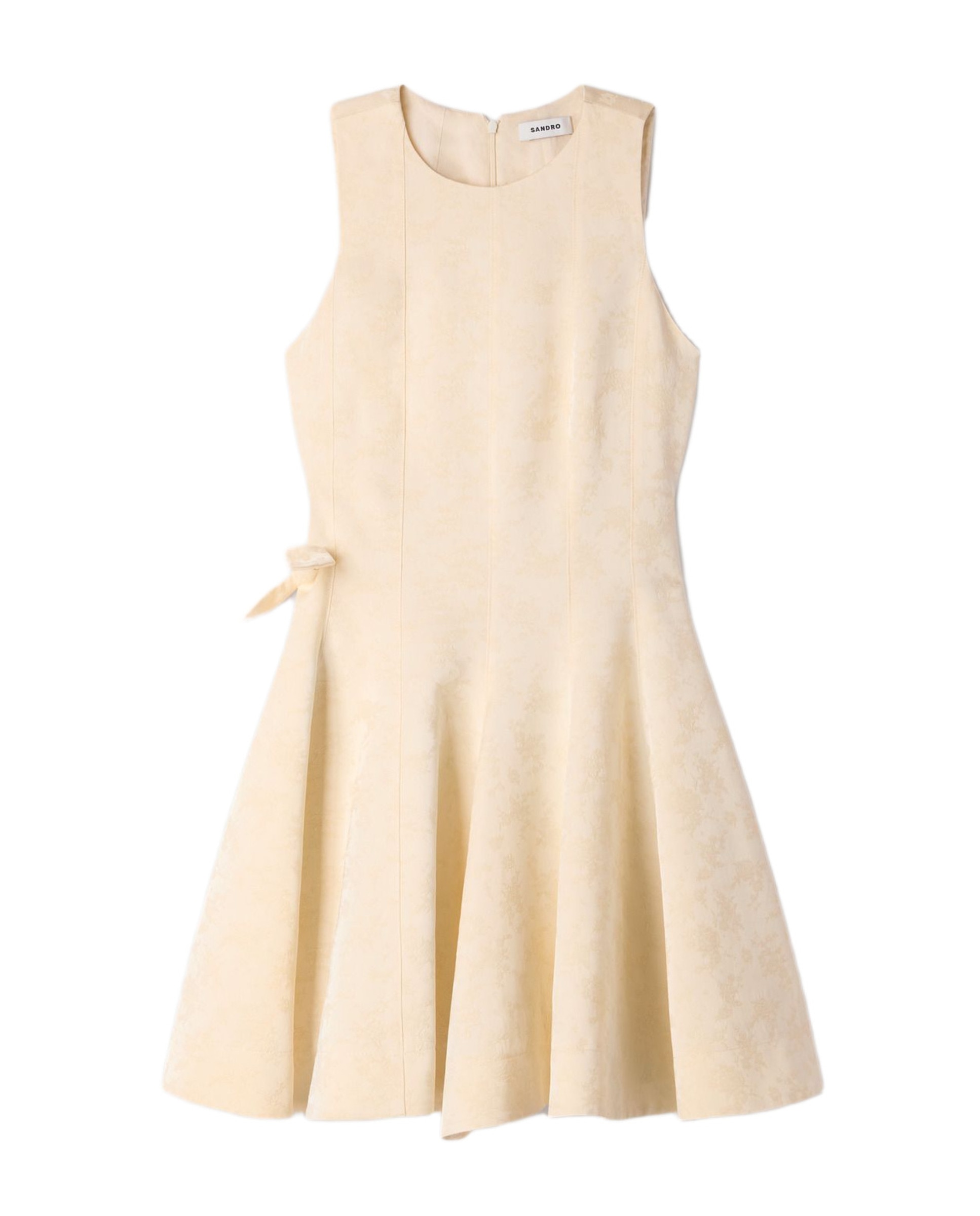 Vestido corto entallado de jacquard floral - Sandro - Beige Beige-6