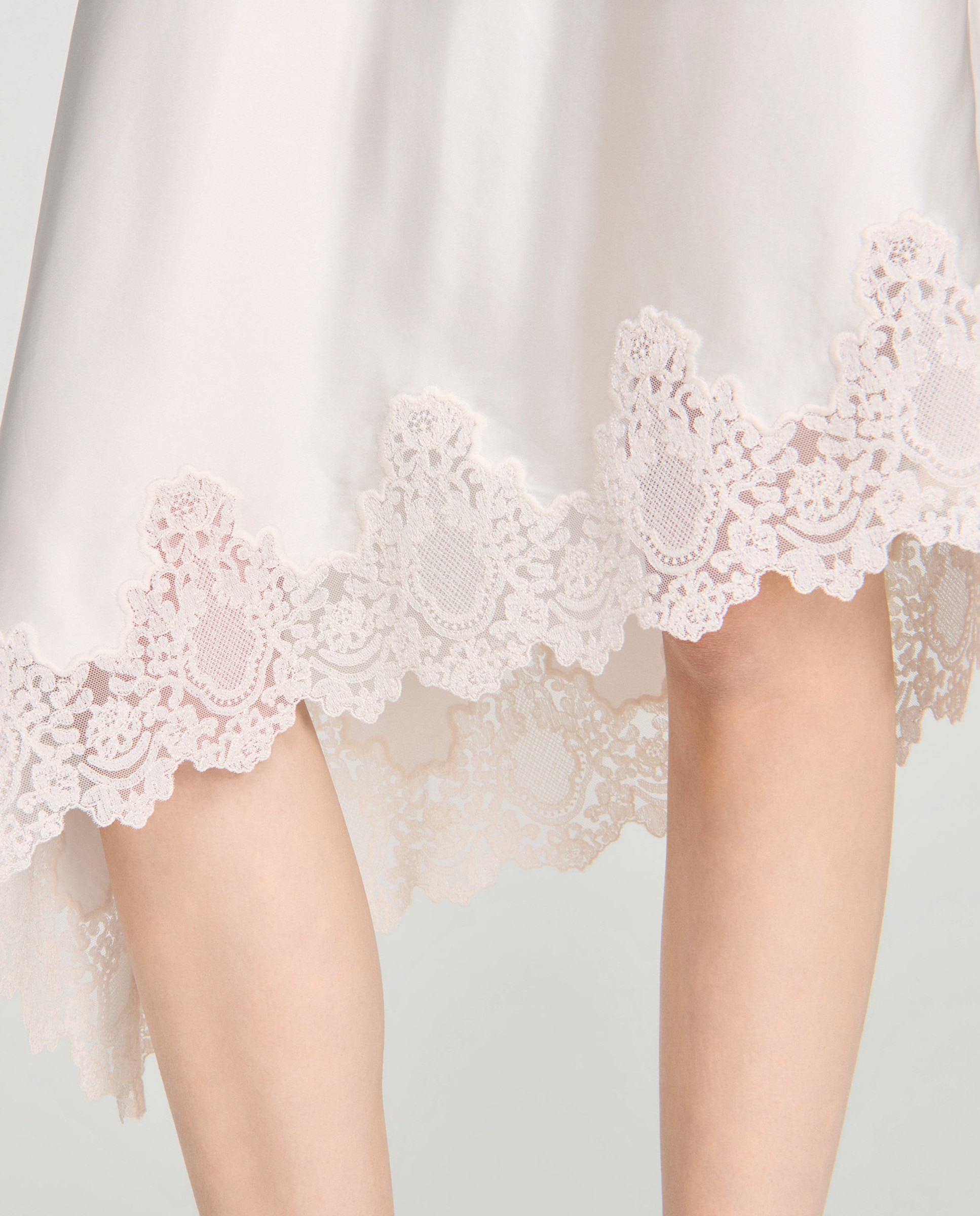 Falda midi asimétrica satinada con encaje - Sandro - Blanco Blanco-5