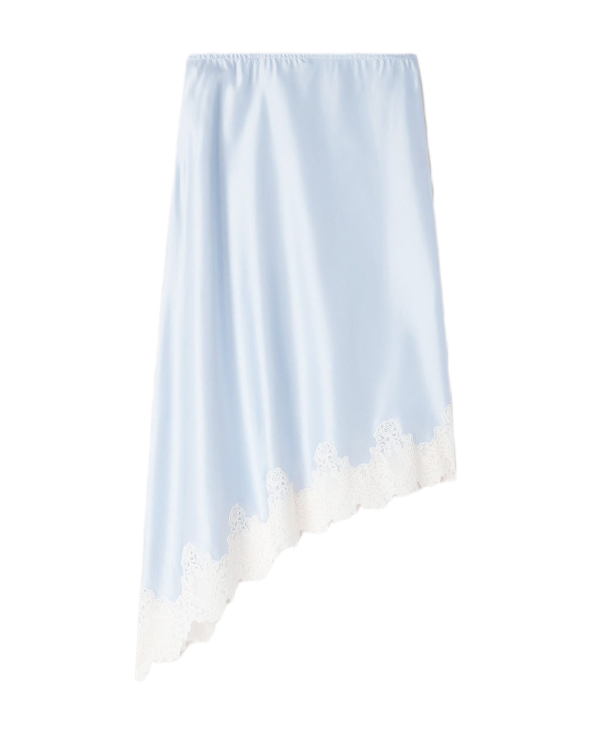 Falda midi asimétrica satinada con encaje - Sandro - Azul claro Azul claro-6