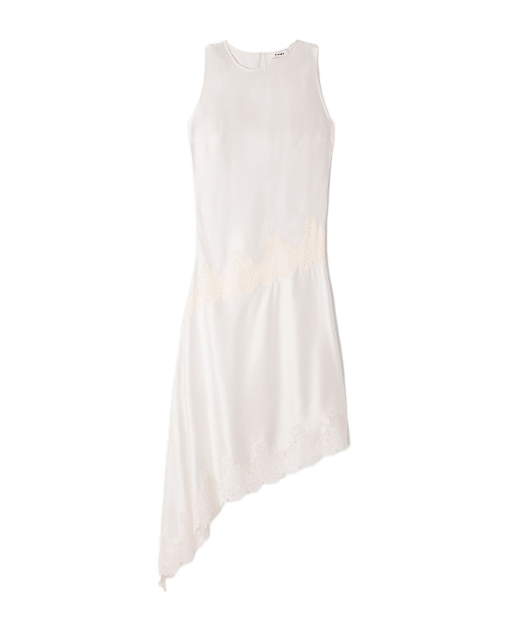 Vestido midi asimétrico satinado - Sandro - Blanco Blanco-6