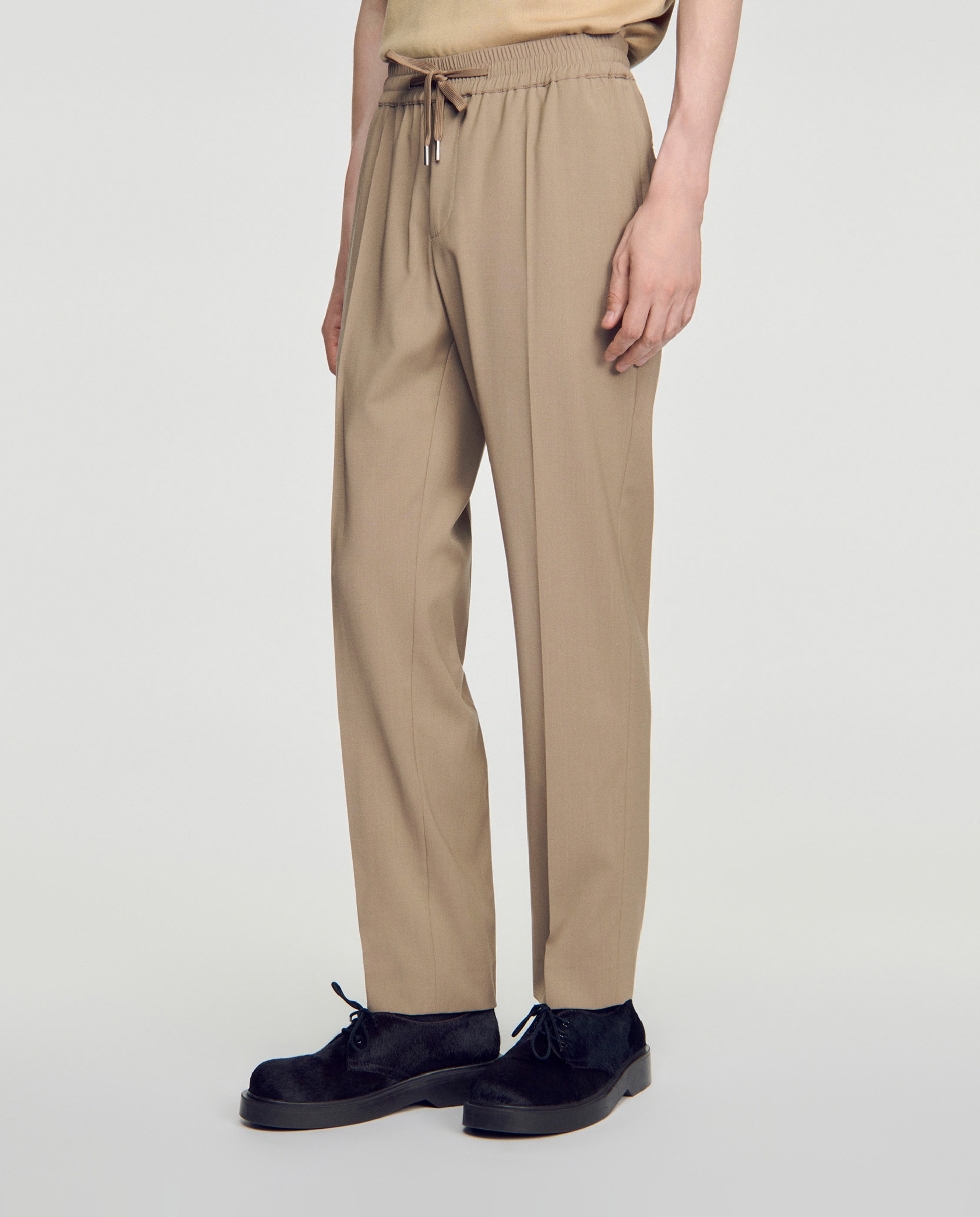 Pantalón jogger de hombre cordón ajuste lana - Sandro - Marrón Marrón-2