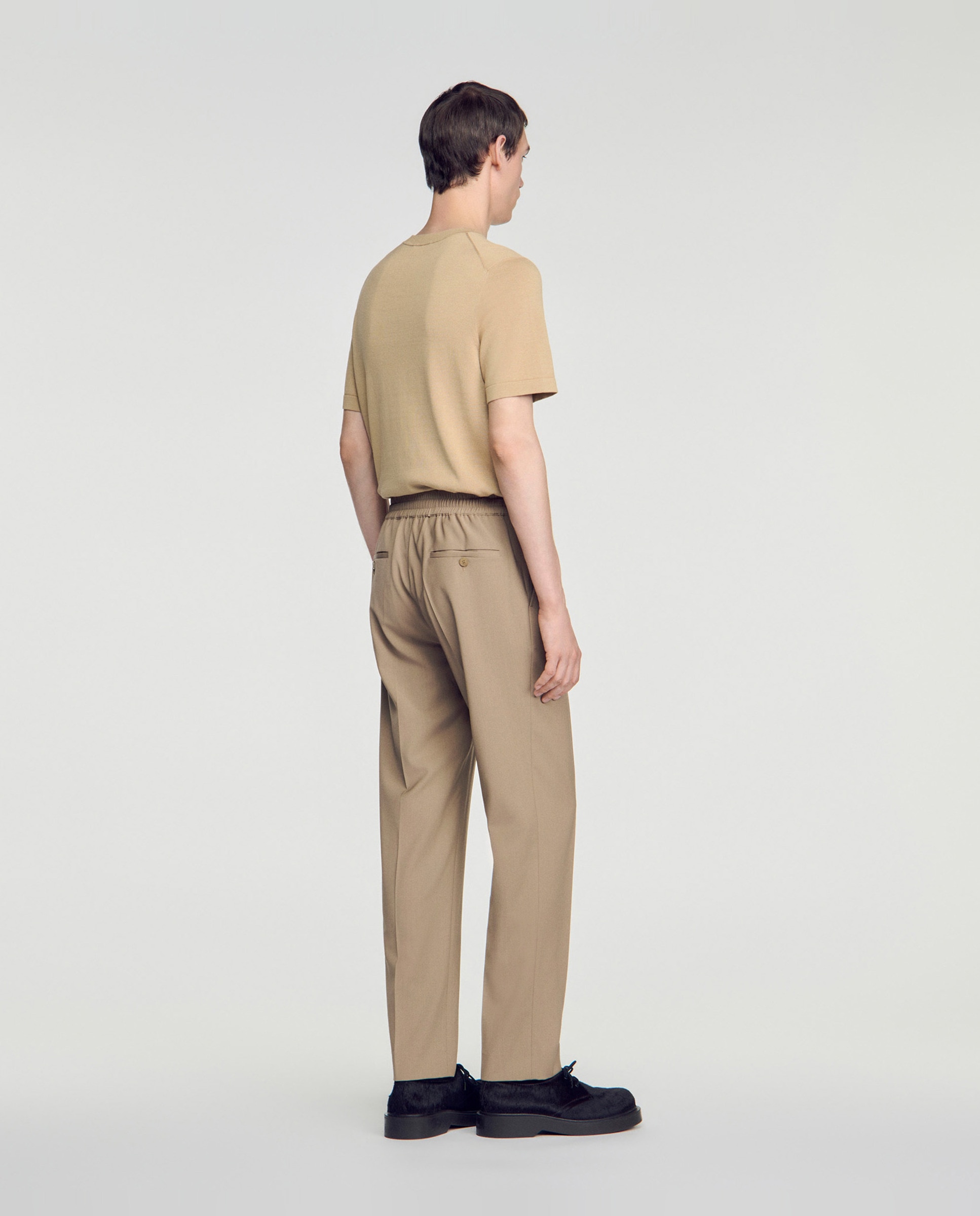 Pantalón jogger de hombre cordón ajuste lana - Sandro - Marrón Marrón-3