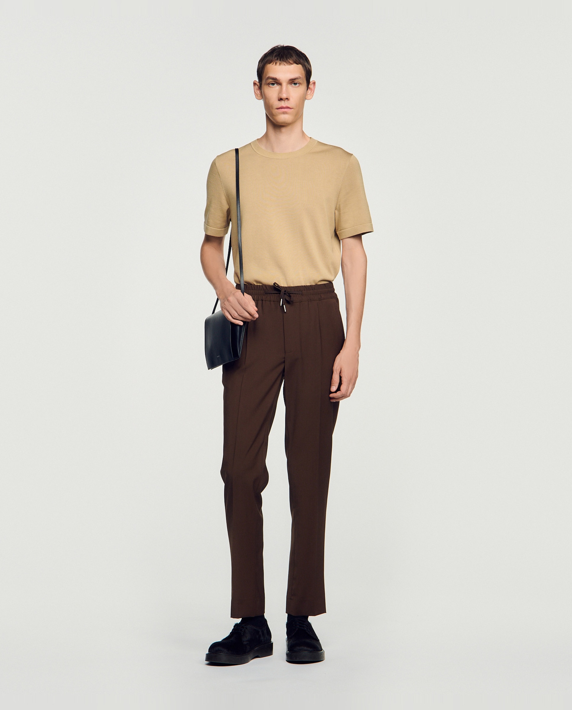 Pantalón jogger de hombre cordón ajuste lana - Sandro - Marrón oscuro Marrón oscuro-2
