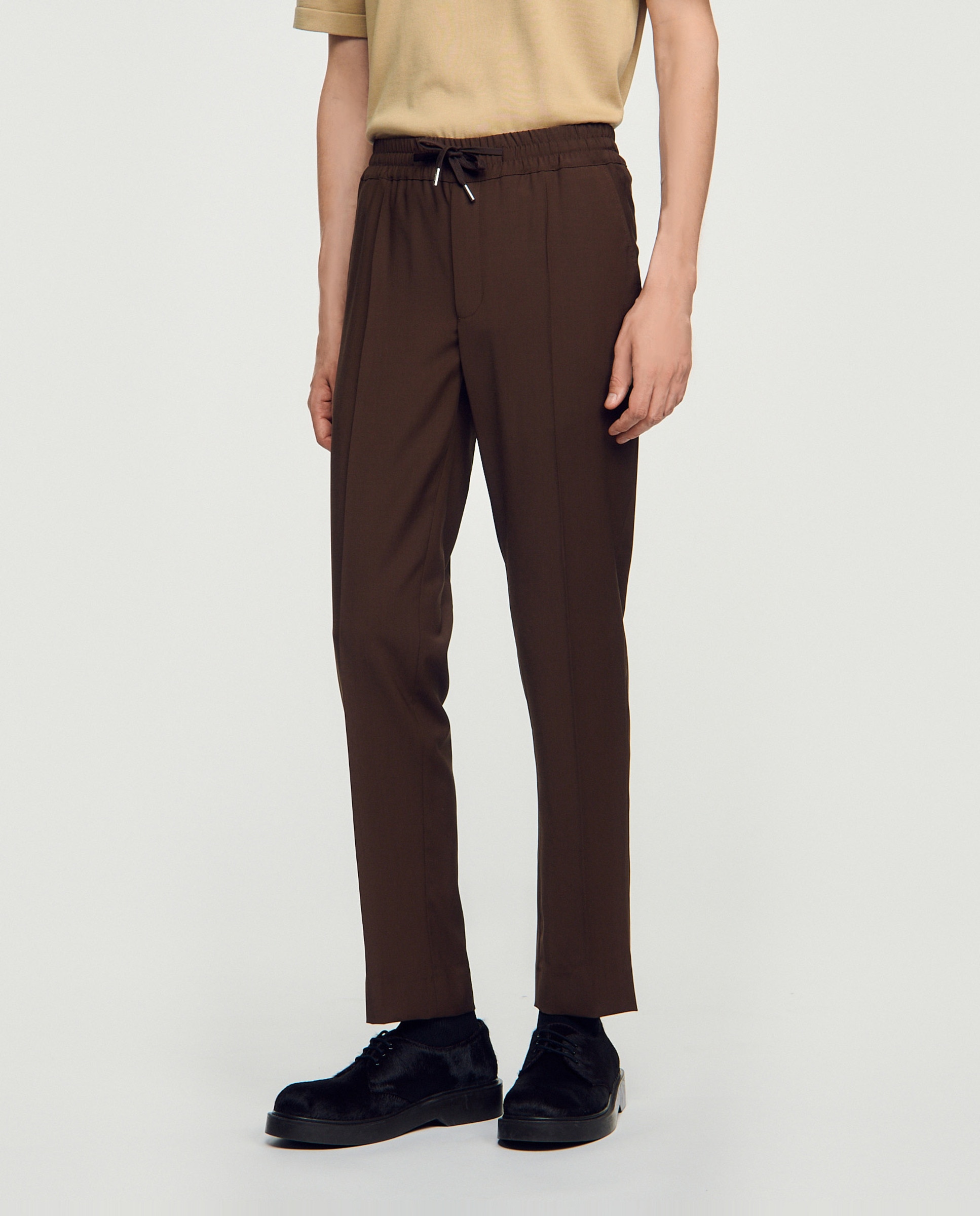 Pantalón jogger de hombre cordón ajuste lana - Sandro - Marrón oscuro Marrón oscuro-3