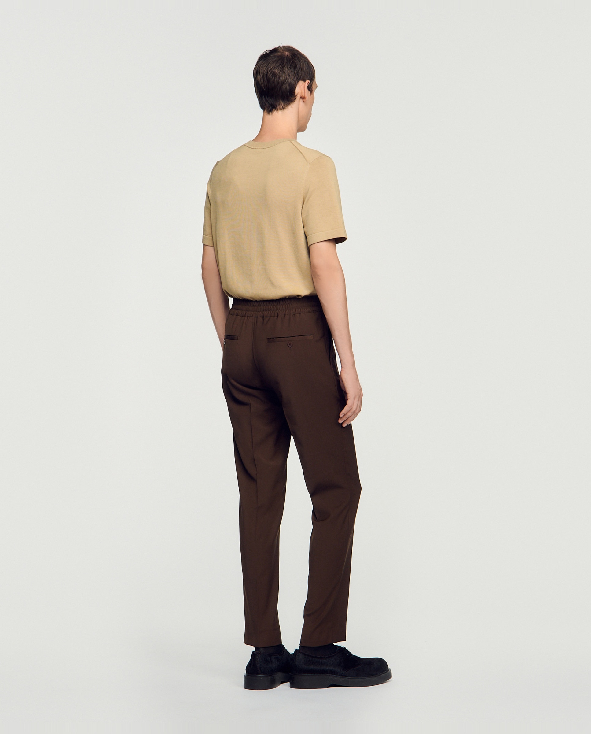 Pantalón jogger de hombre cordón ajuste lana - Sandro - Marrón oscuro Marrón oscuro-4