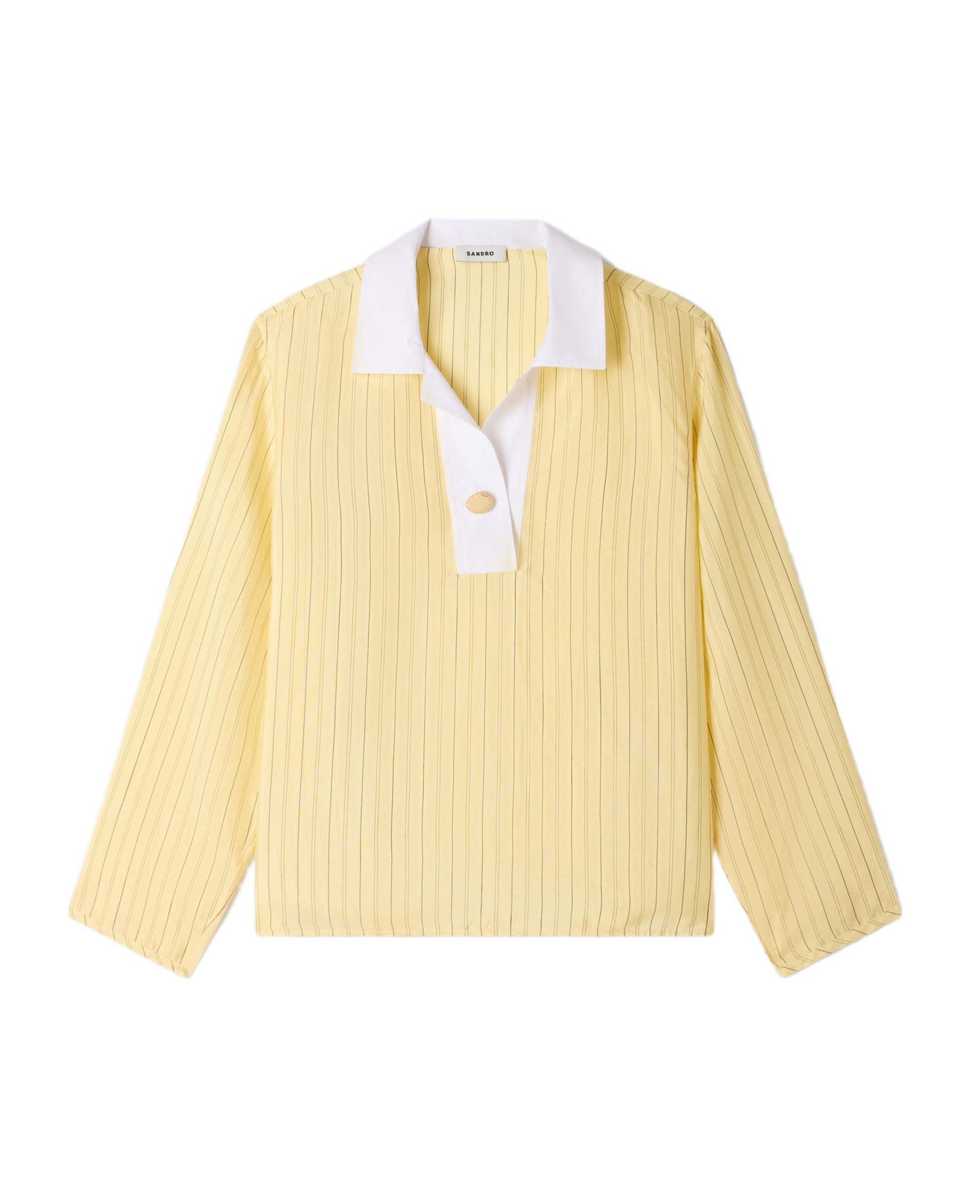 Top de mujer a rayas de manga larga 100% algodón - Sandro - Amarillo Amarillo-6