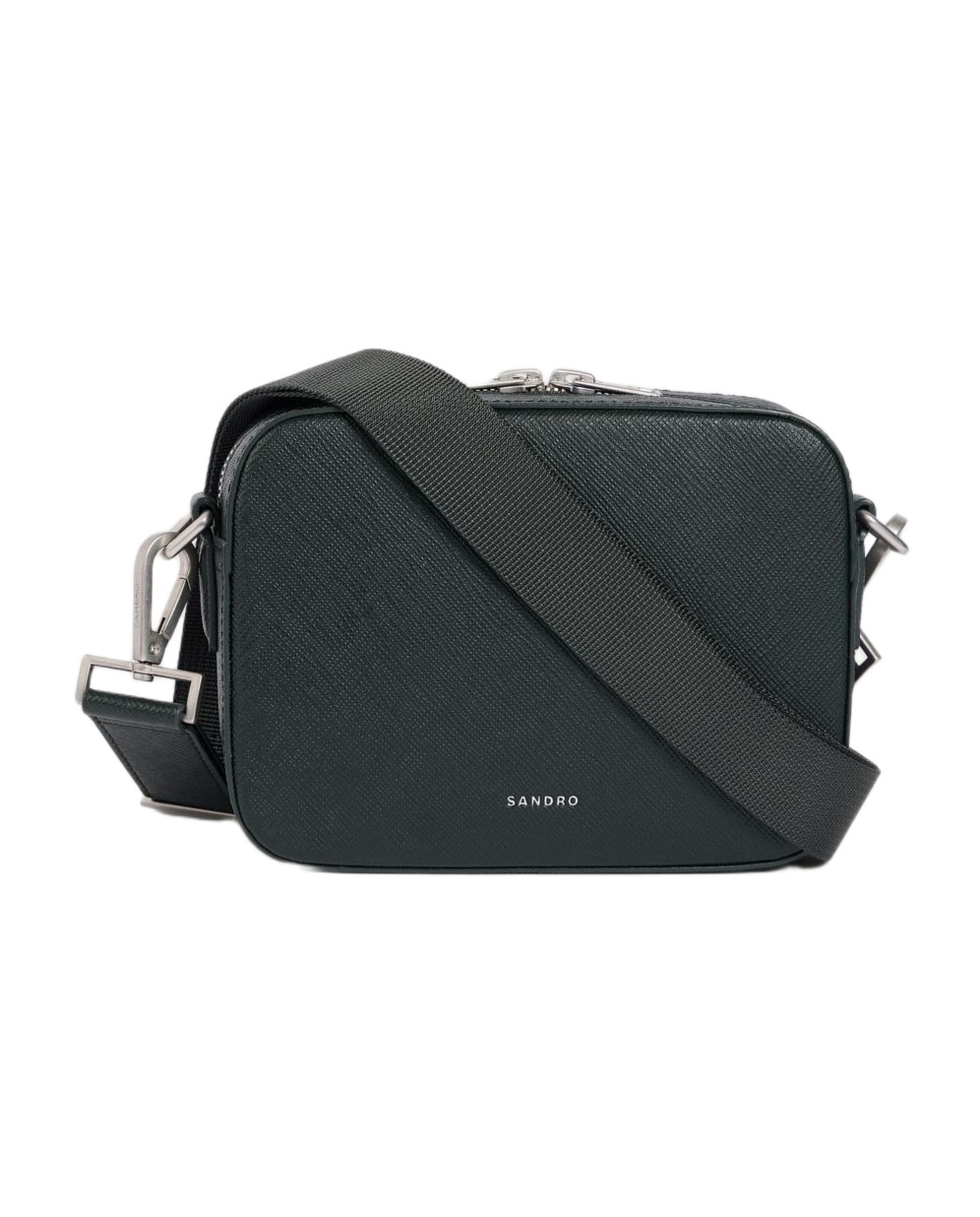 Imagen 0 de Bandolera para hombre pequeña en cuero saffiano Verde