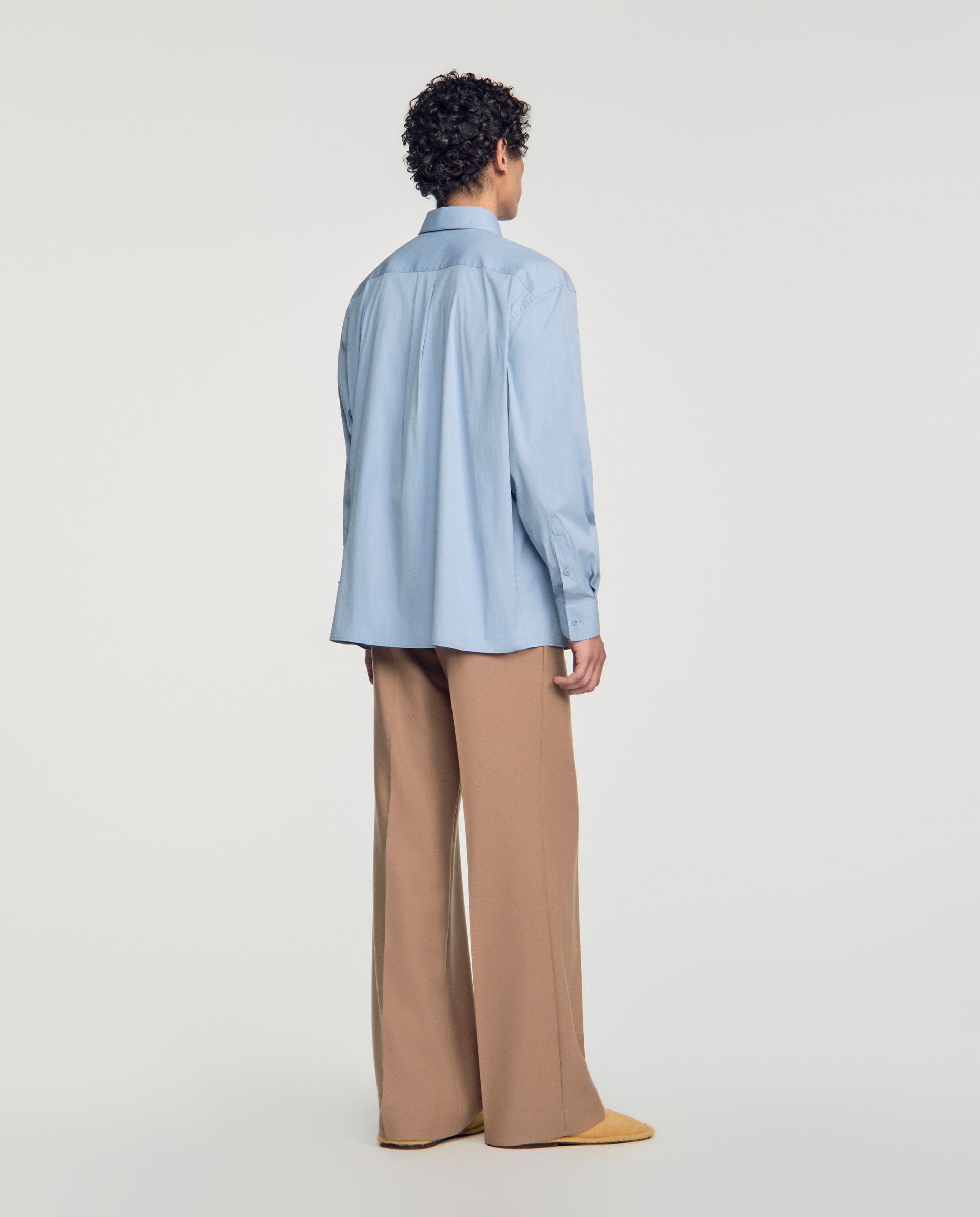 Camisa de hombre oversize con algodón y manga larga - Sandro - Azul claro Azul claro-2