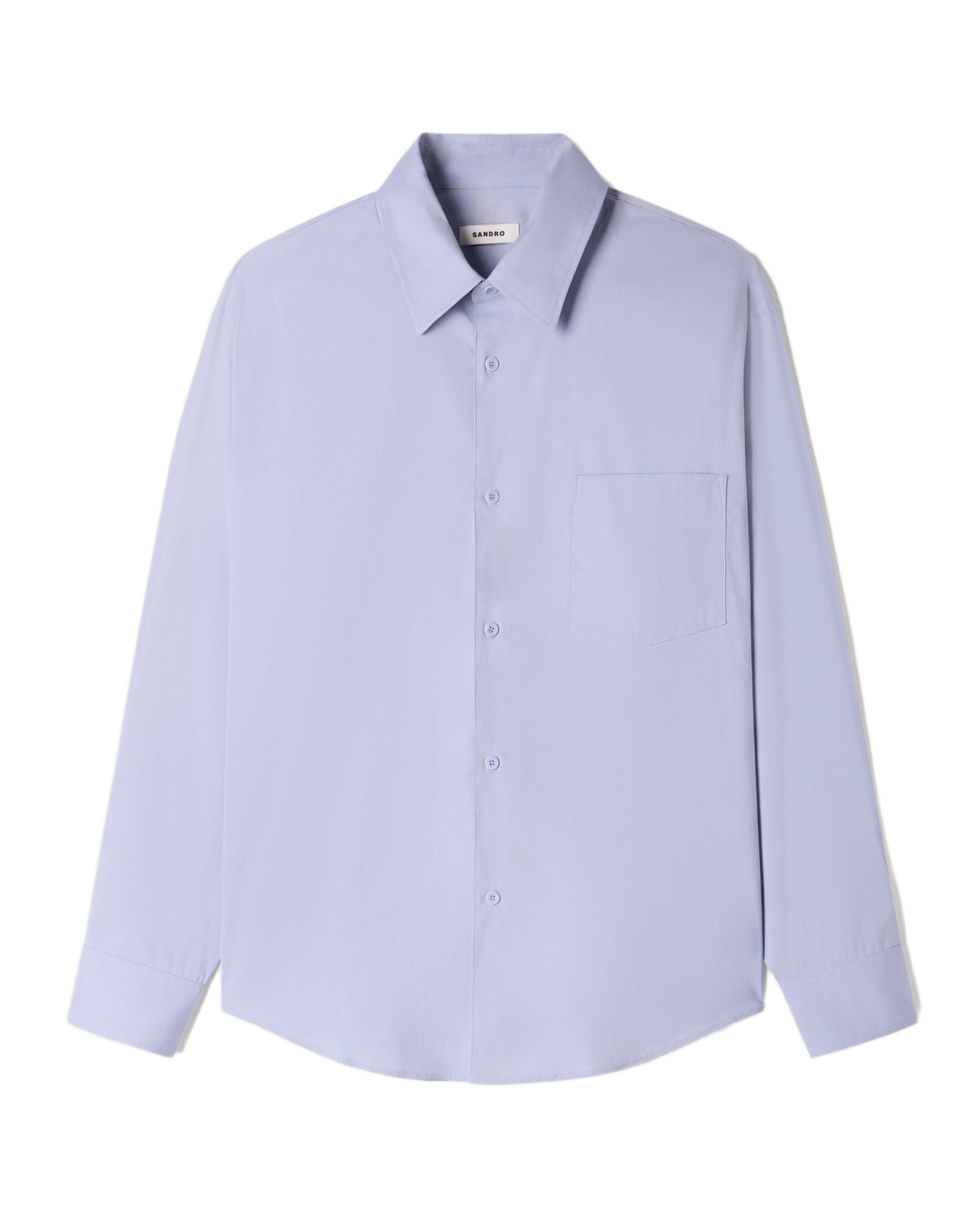 Camisa de hombre oversize con algodón y manga larga - Sandro - Azul claro Azul claro-6