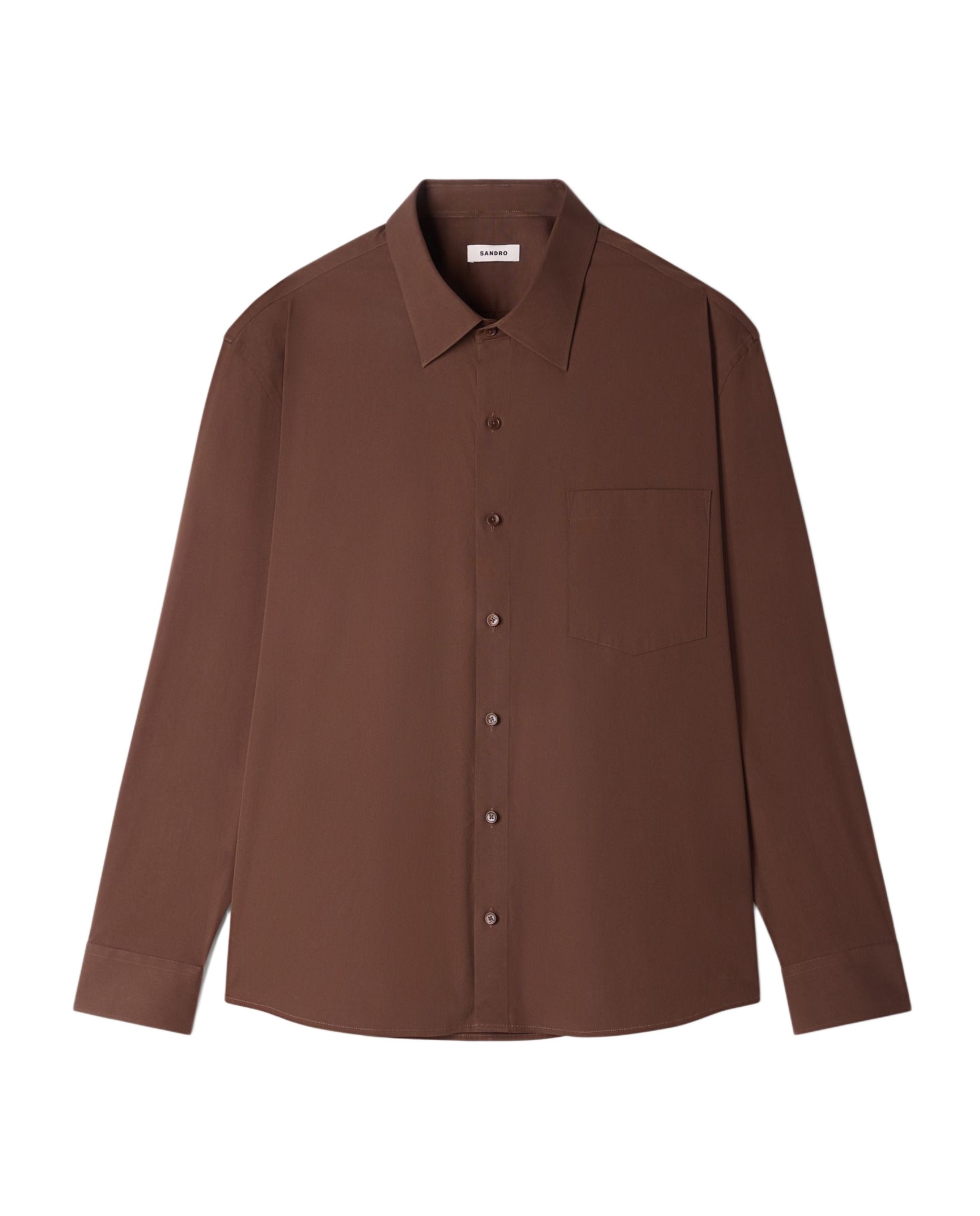 Camisa de hombre oversize con algodón y manga larga - Sandro - Marrón Marrón-6
