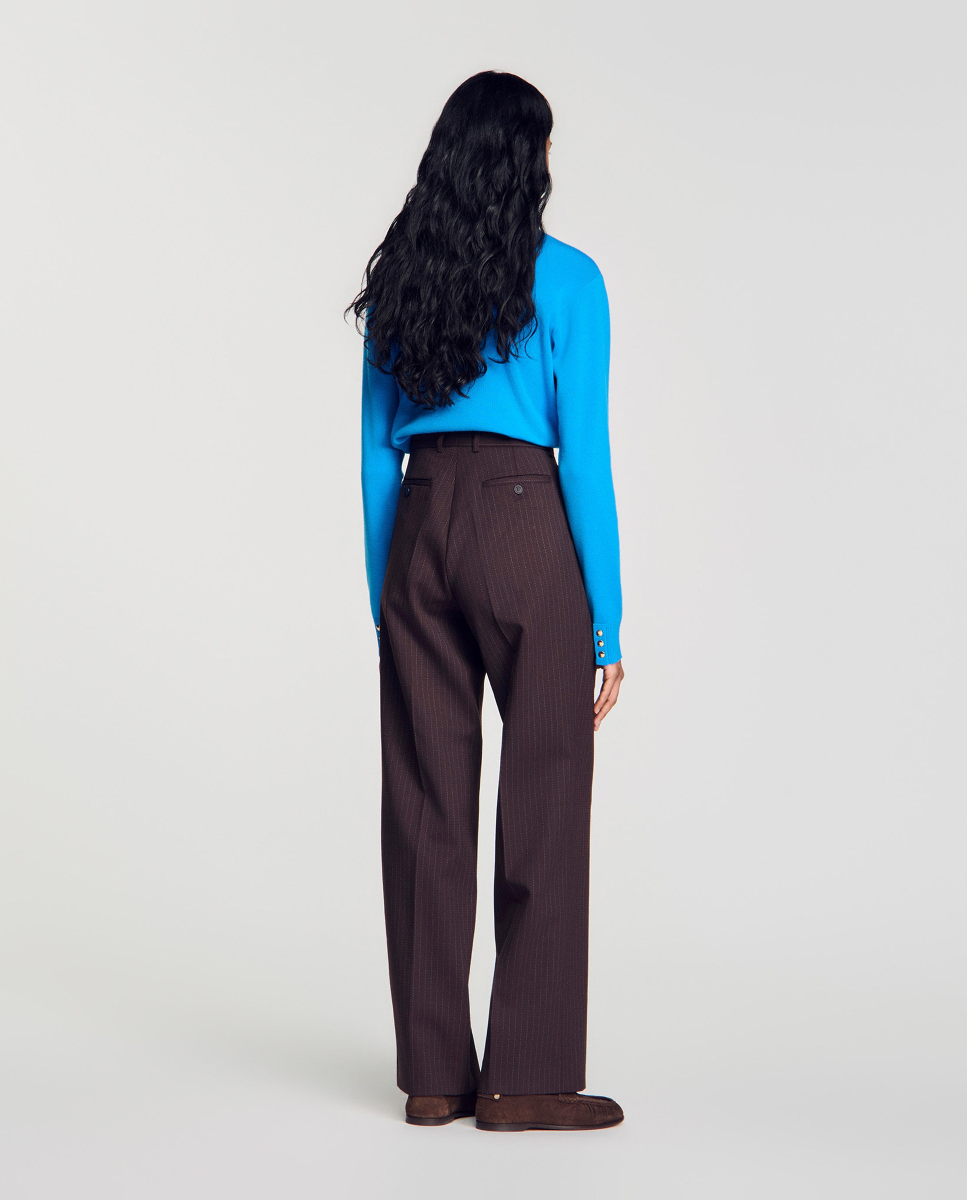 Pantalones rectos de mujer a rayas con lana - Sandro - Multicolor Multicolor-3