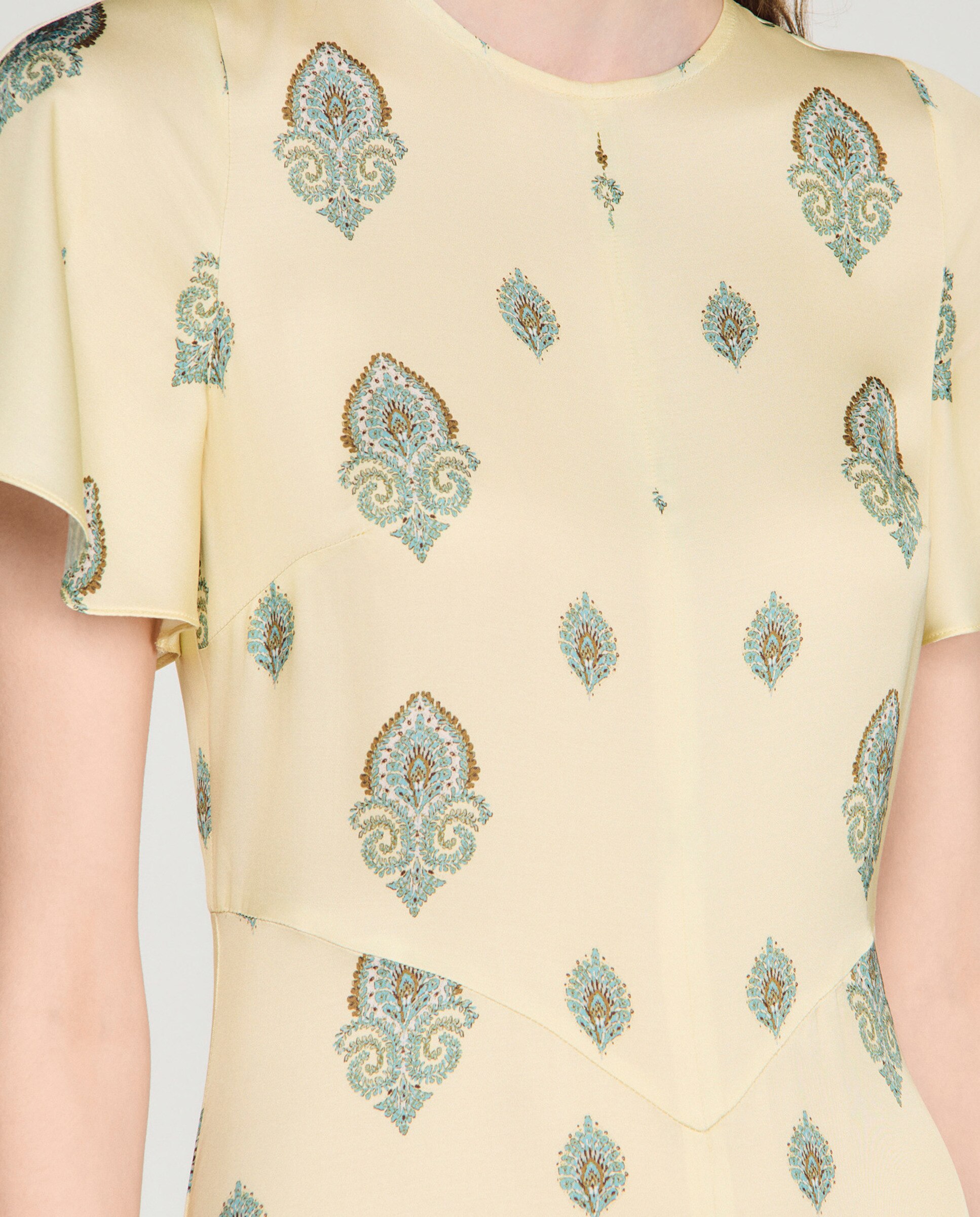 Vestido largo fluido estampado paisley con volantes - Sandro - Amarillo Amarillo-5