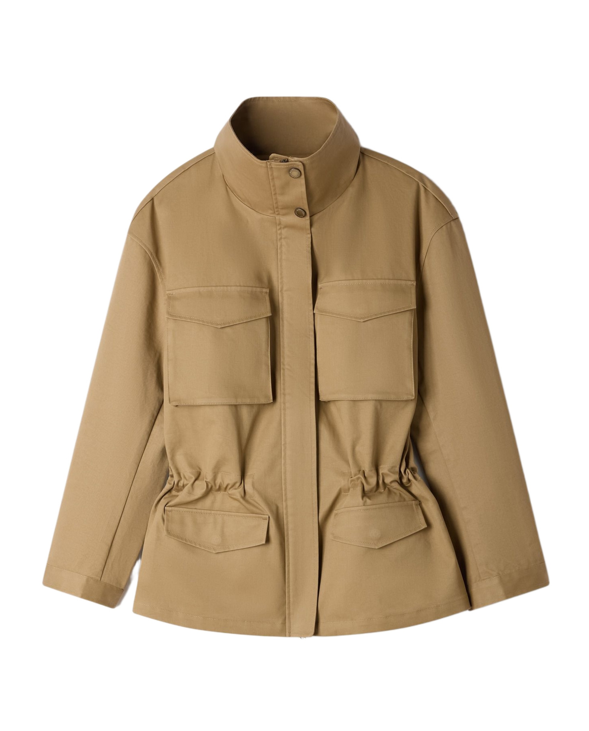 Cazadora de mujer con cuello alto, cintura ajustable y 100% algodón - Sandro - Camel Camel-6