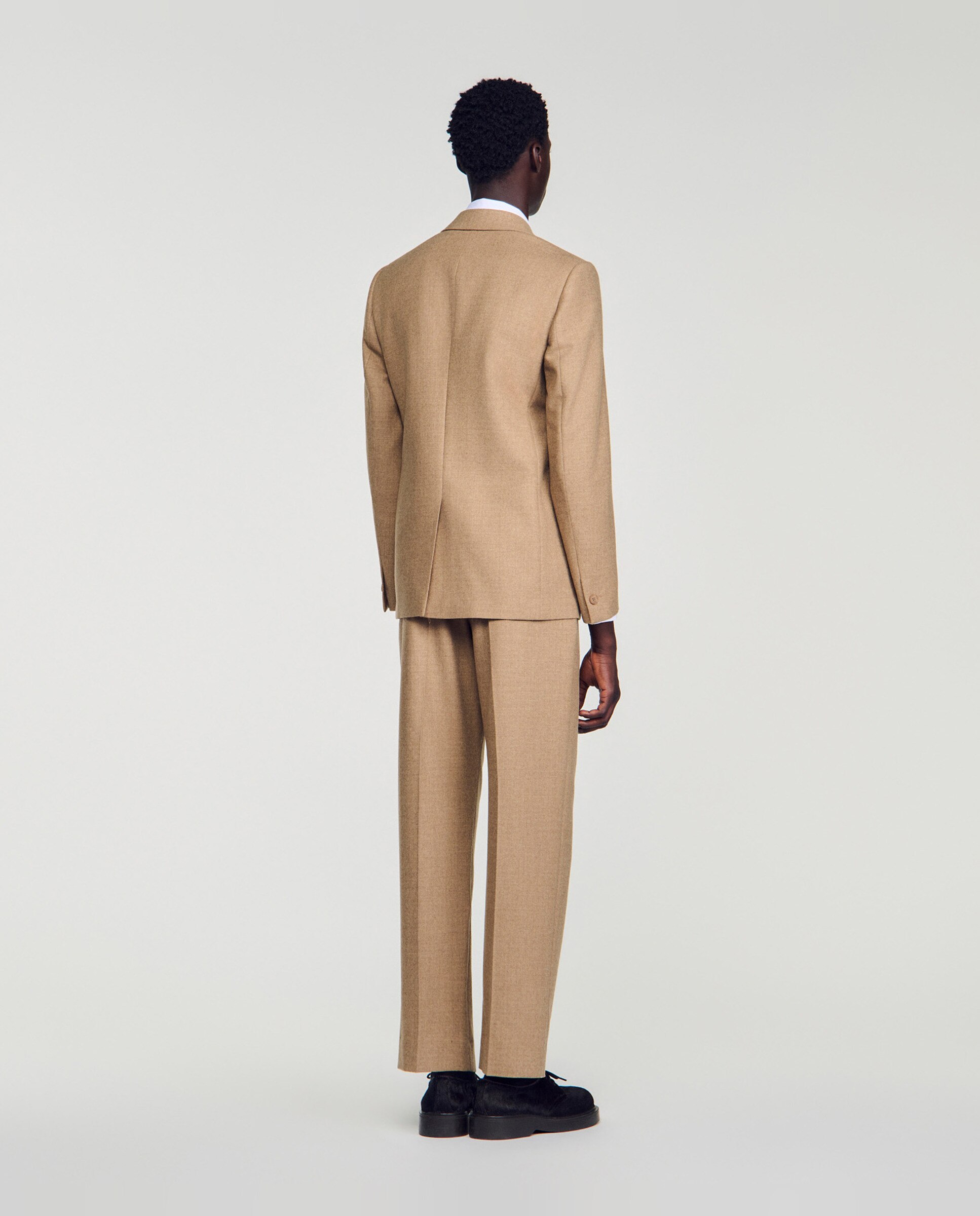 Chaqueta de traje de hombre de corte ancho de lana virgen - Sandro - Beige Beige-2