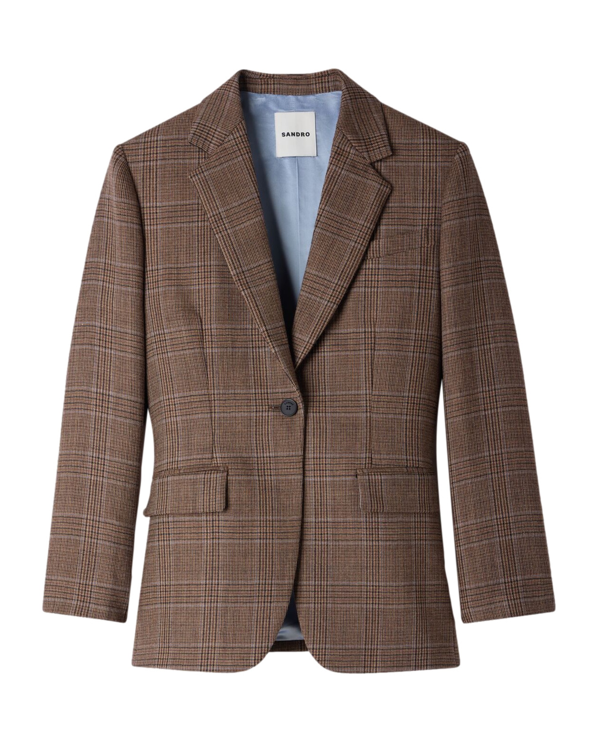 Chaqueta sastre de mujer entallada de cuadros 100% lana - Sandro - Topo Topo-6