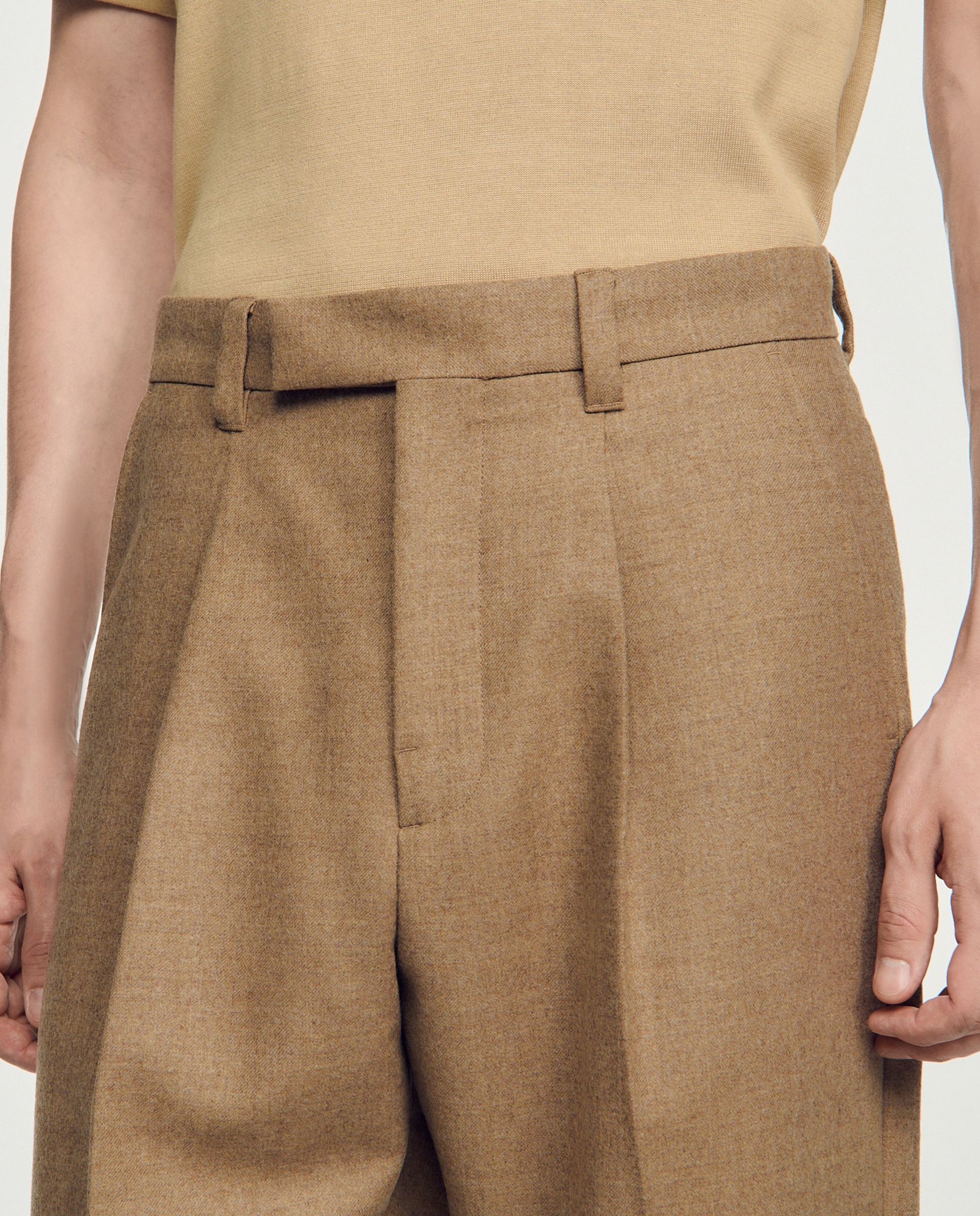 Pantalón de traje de hombre ancho de lana virgen - Sandro - Beige Beige-5