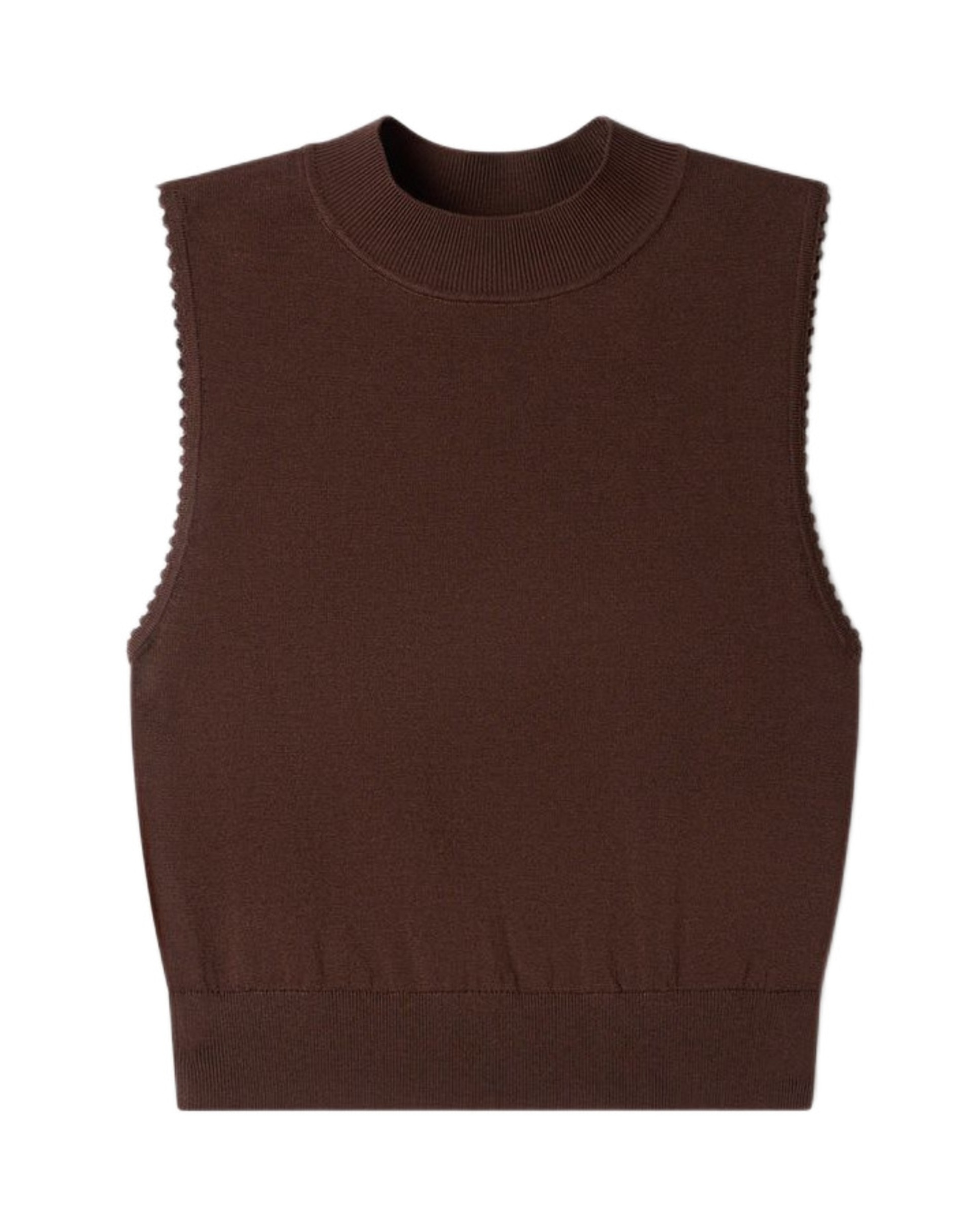 Jersey de mujer corto con cuello alto y efecto transparente - Sandro - Marrón Marrón-6