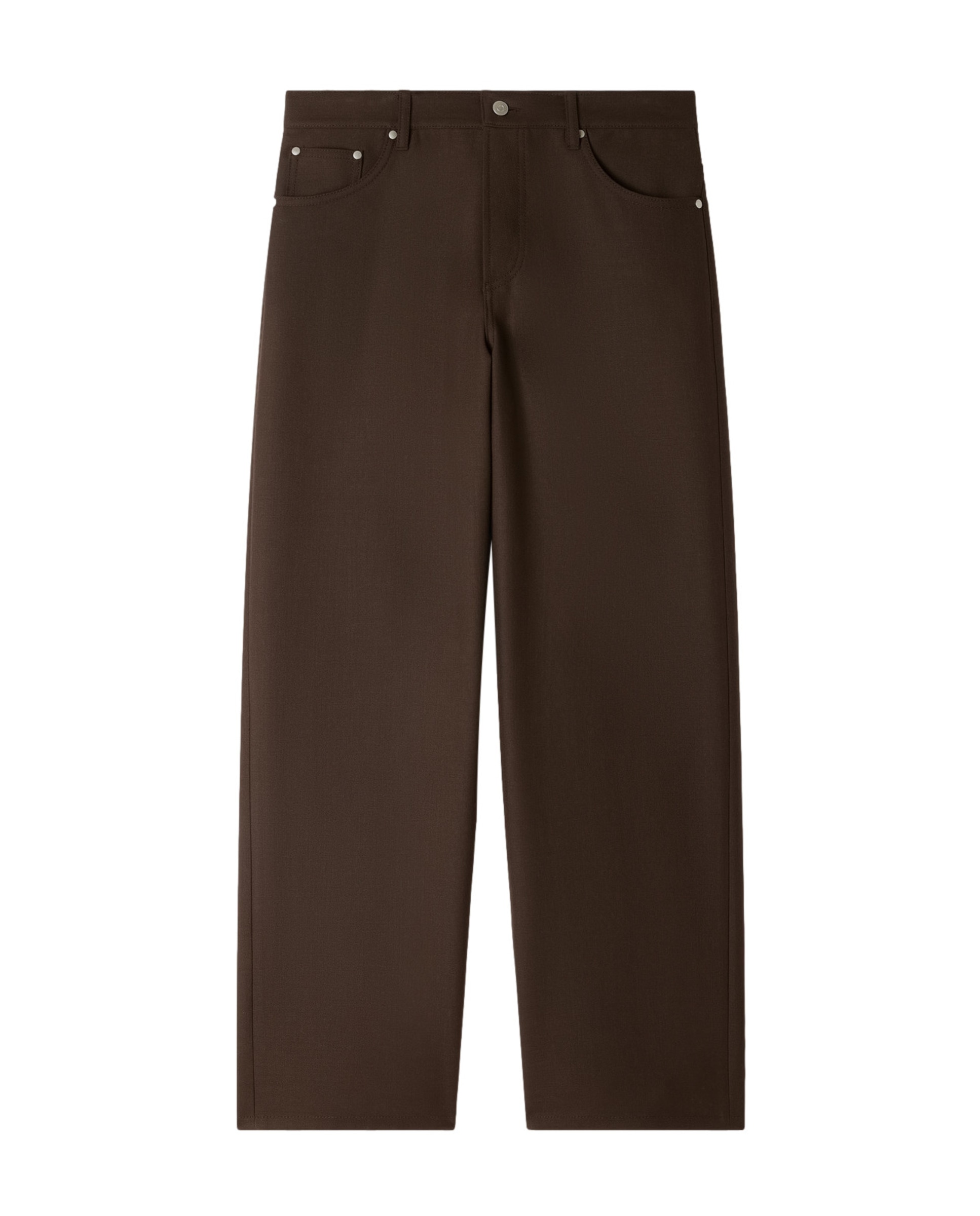 Pantalón cinco bolsillos de hombre corte recto liso - Sandro - Marrón Marrón-6