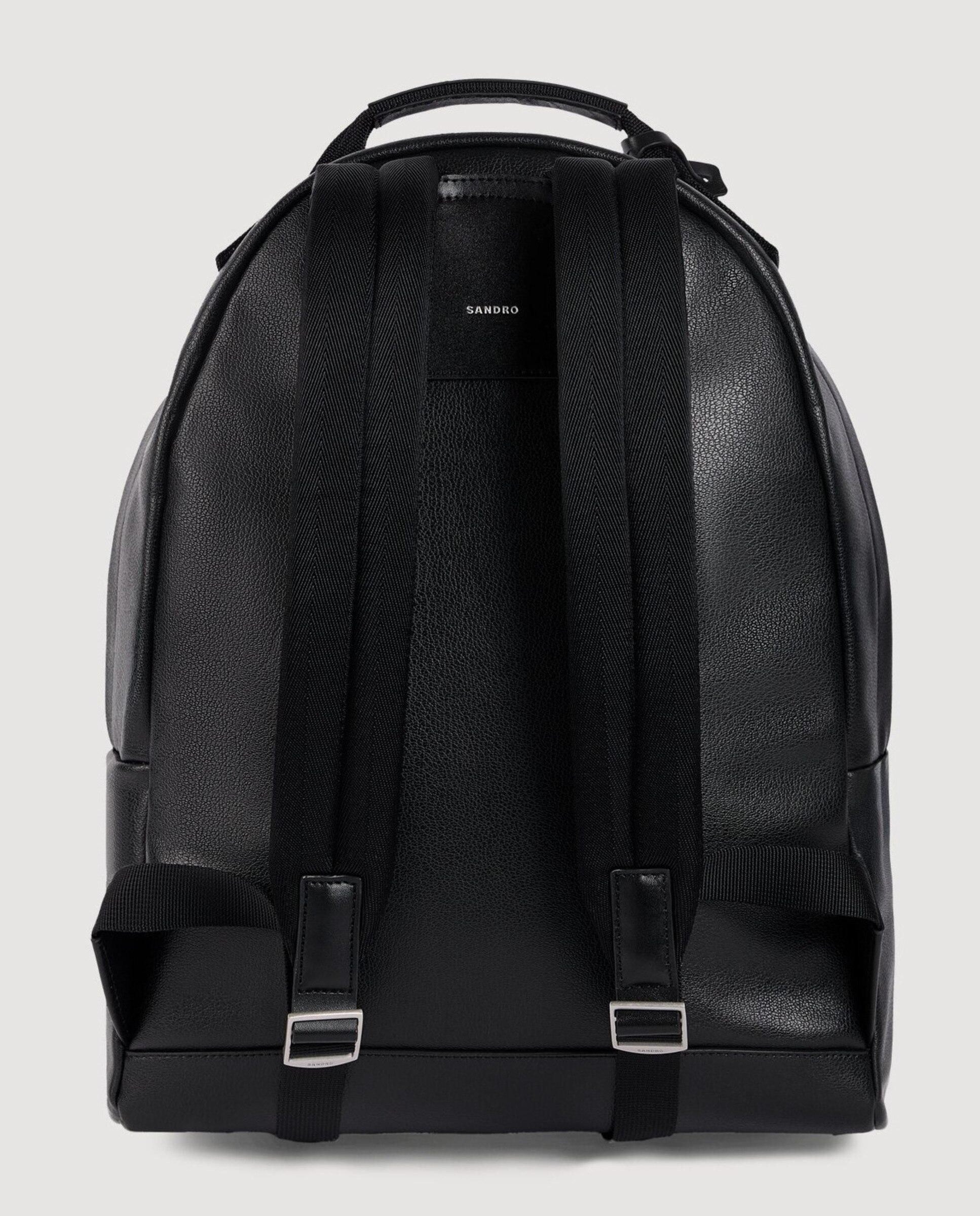 Mochila de hombre de cuero regenerado granulado - Sandro - Negro Negro-3