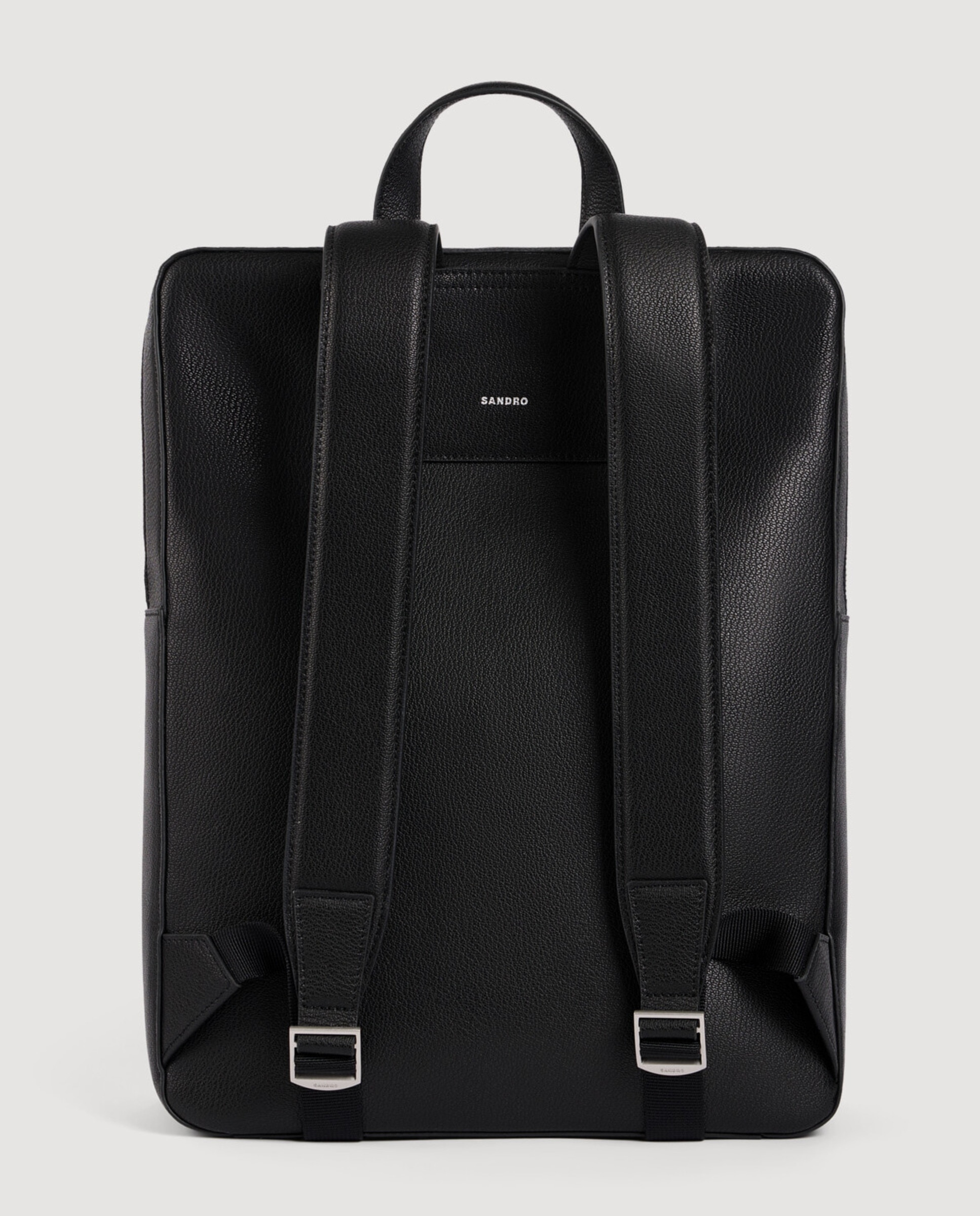 Mochila hombre cuero regenerado con solapa imantada - Sandro - Negro Negro-3