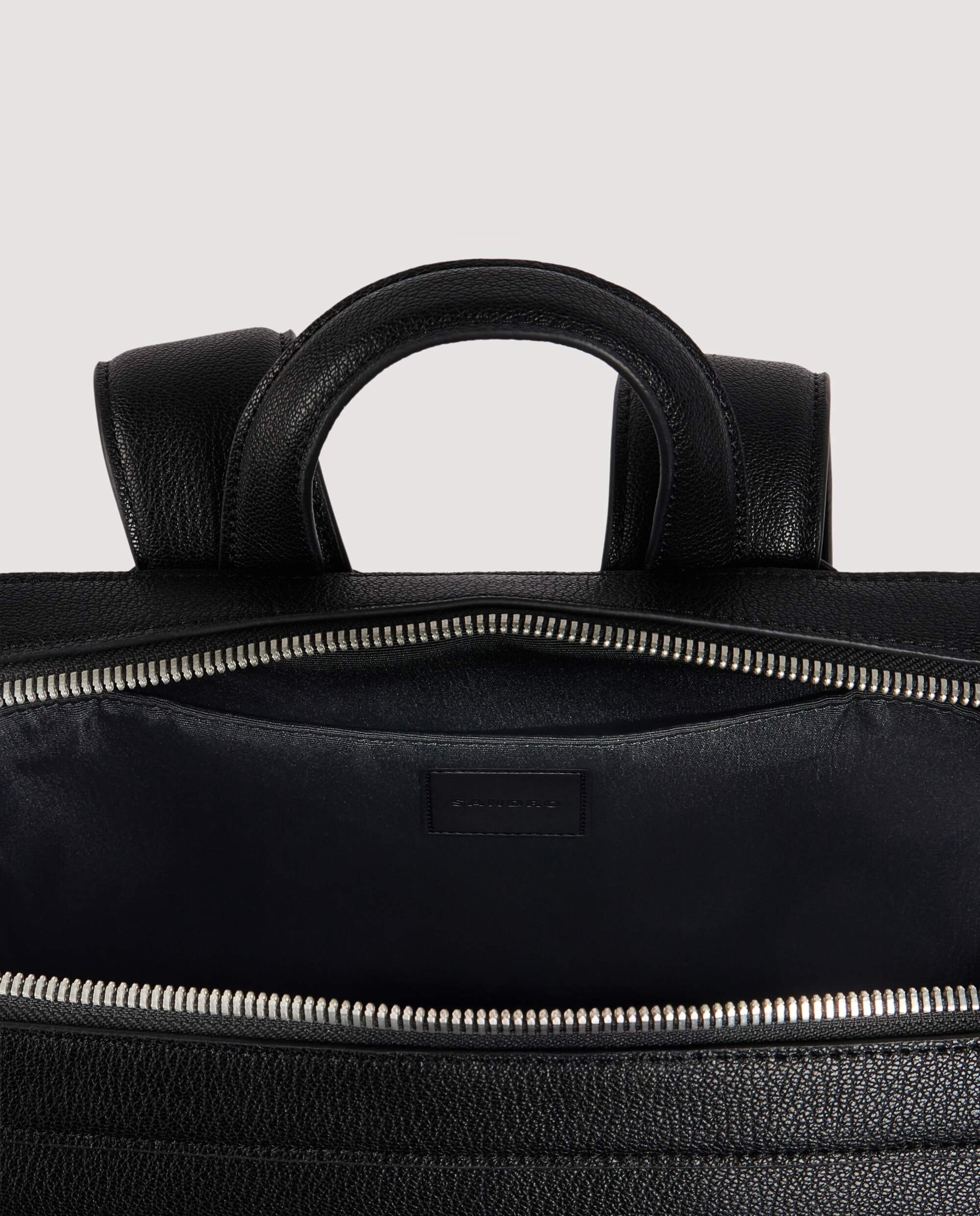 Mochila hombre cuero regenerado con solapa imantada - Sandro - Negro Negro-4