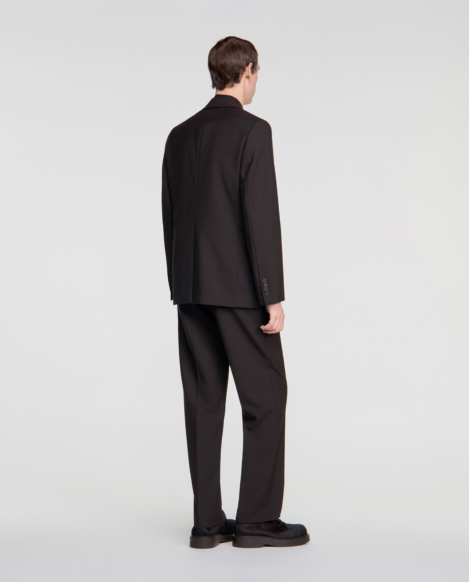 Chaqueta de traje para hombre clásica de lana virgen - Sandro - Marrón oscuro Marrón oscuro-2
