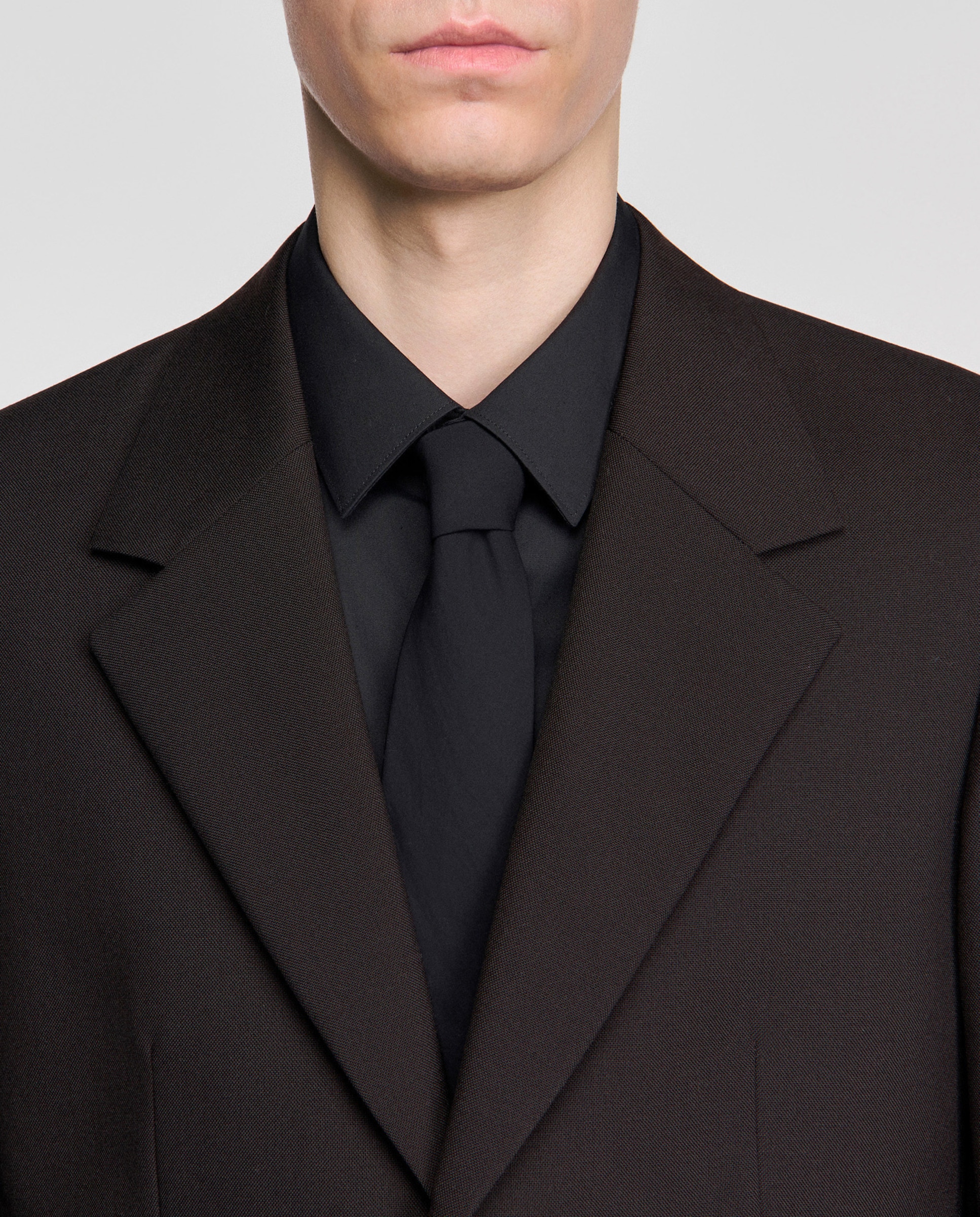 Chaqueta de traje para hombre clásica de lana virgen - Sandro - Marrón oscuro Marrón oscuro-5