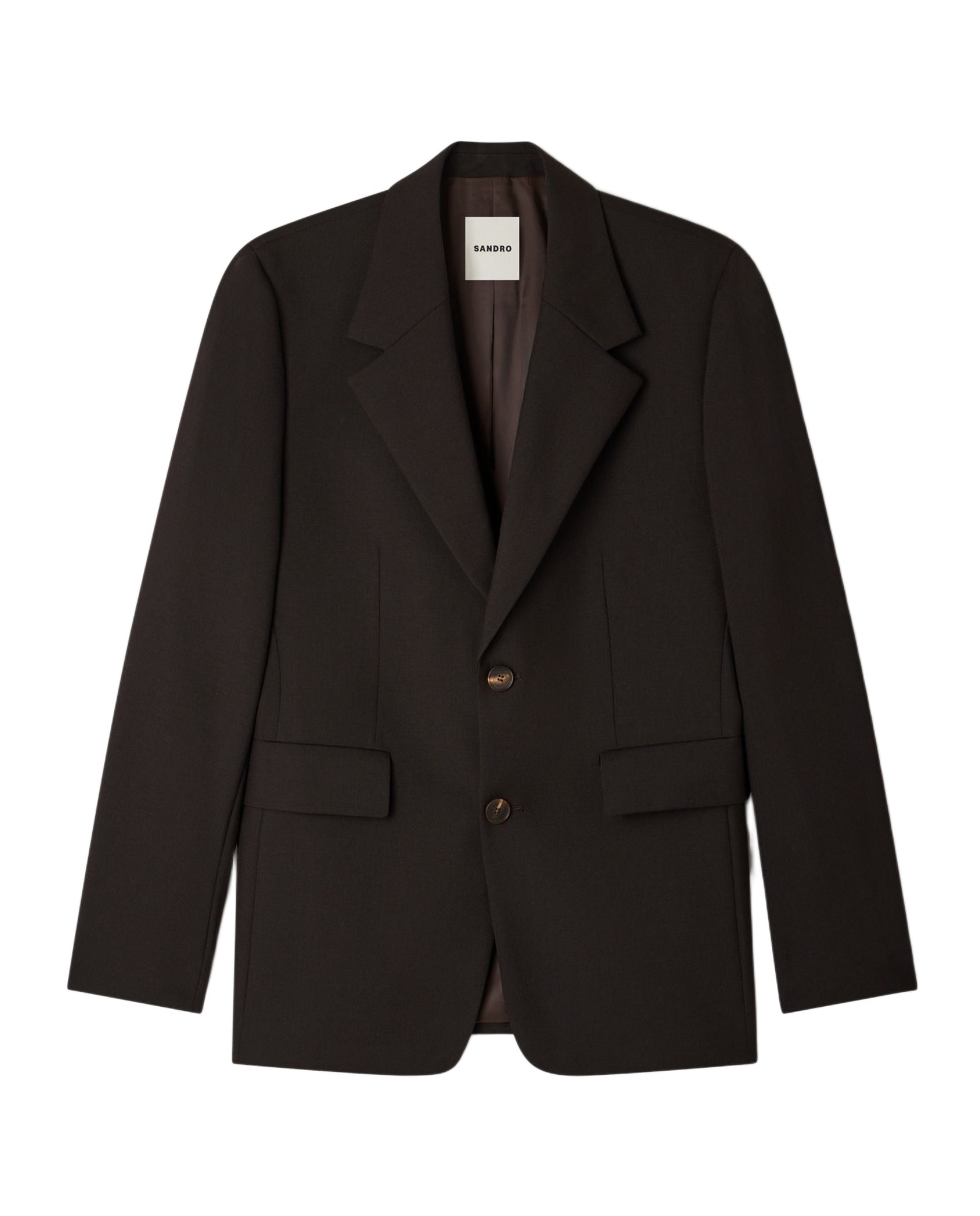 Chaqueta de traje para hombre clásica de lana virgen - Sandro - Marrón oscuro Marrón oscuro-6