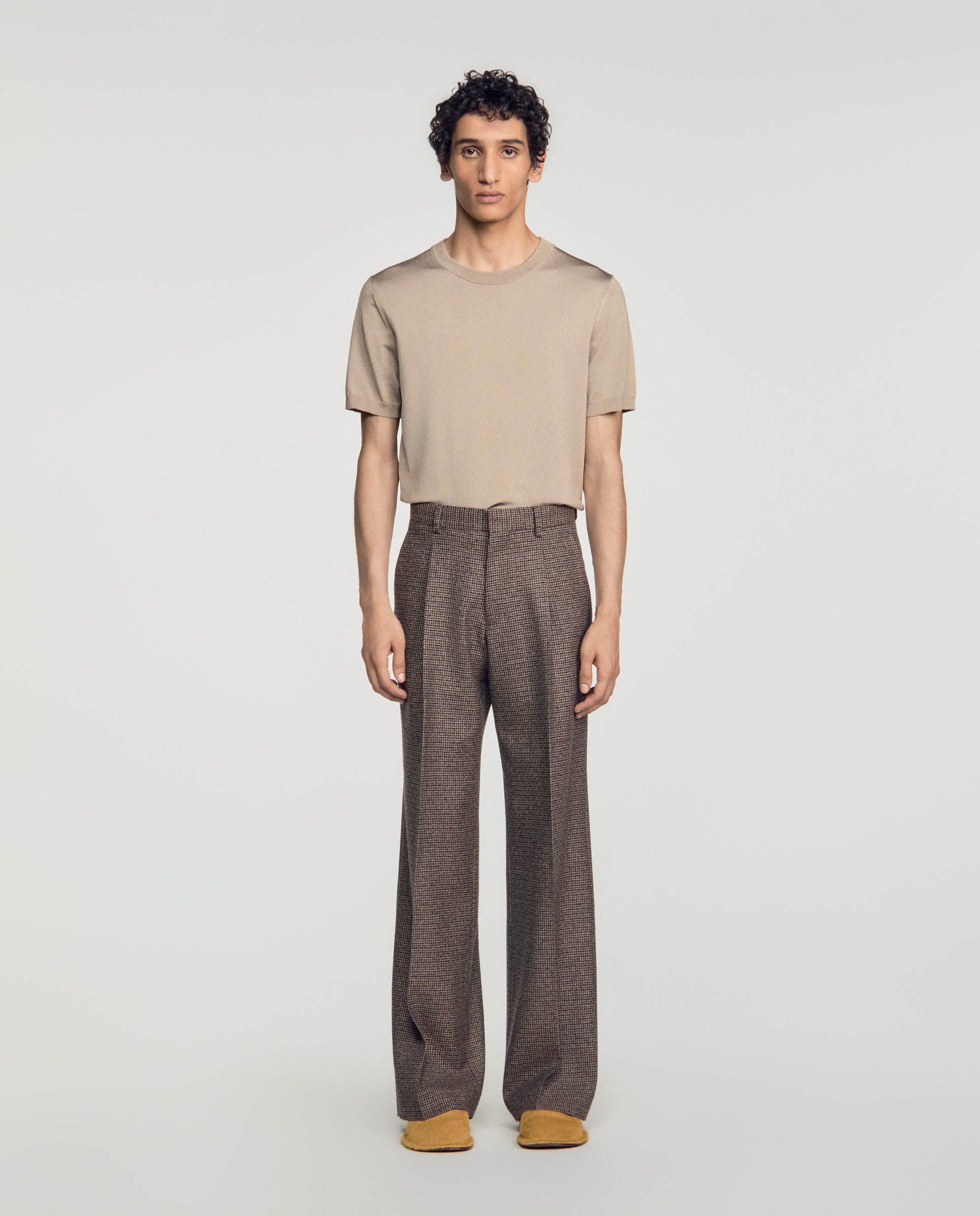 Imagen 0 de Pantalón de traje de hombre corte ancho lana virgen Multicolor