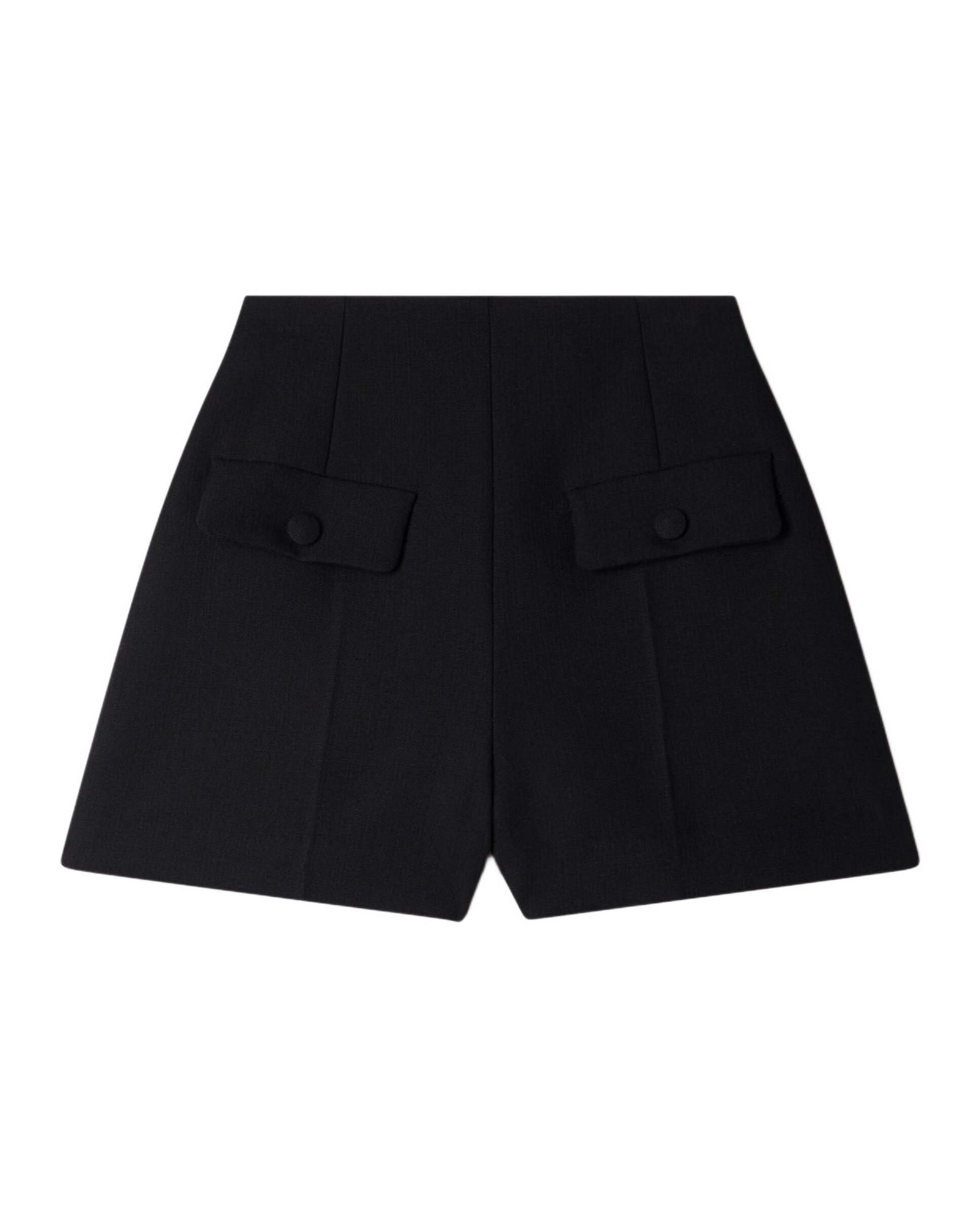 Short de mujer 100% lana, talle alto y corte evasé - Sandro - Negro Negro-6