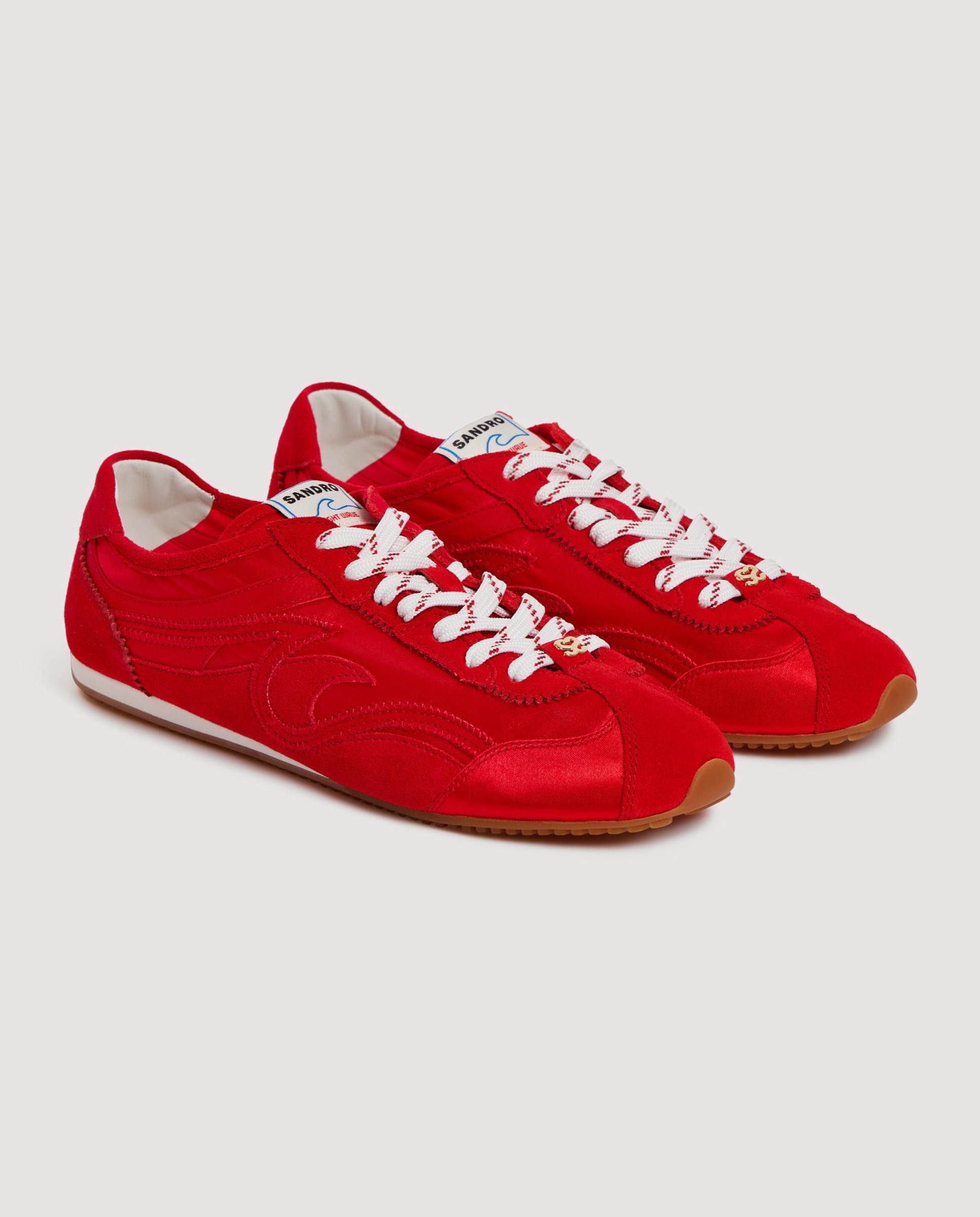 Zapatillas deportivas de mujer de ante combinadas - Sandro - Rojo Rojo-4