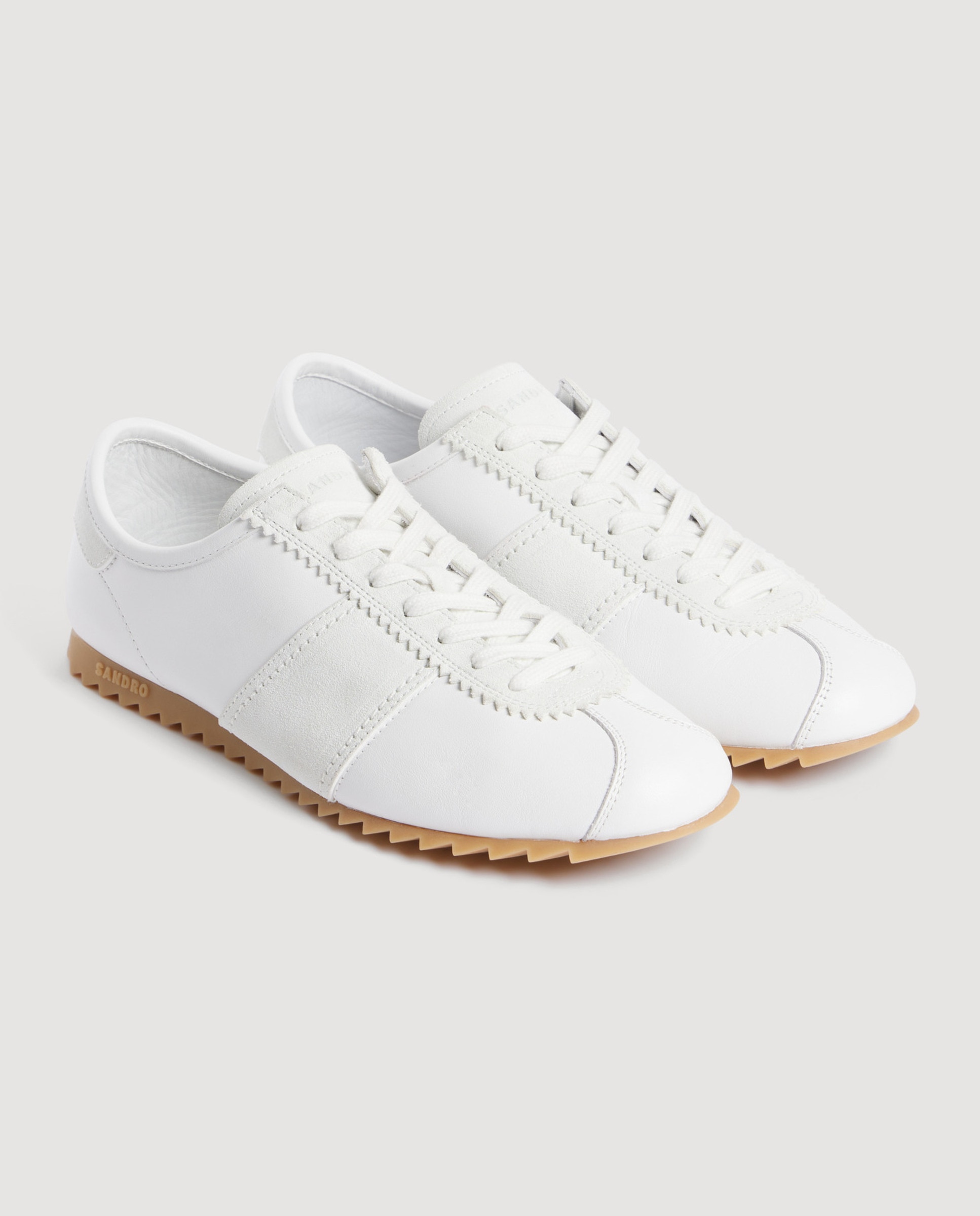 Zapatillas de hombre retro con cuero y ante - Sandro - Blanco Blanco-4