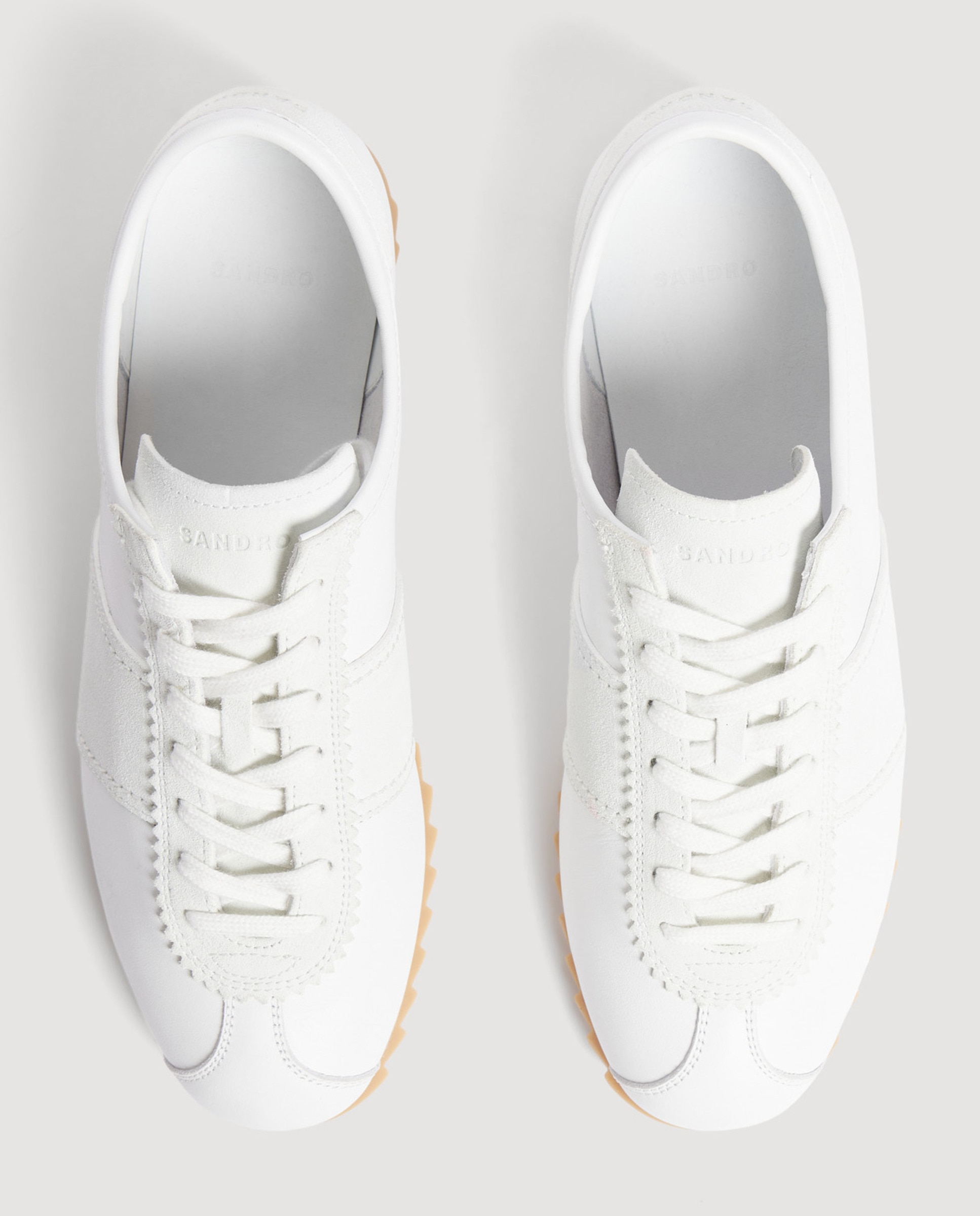 Zapatillas de hombre retro con cuero y ante - Sandro - Blanco Blanco-5