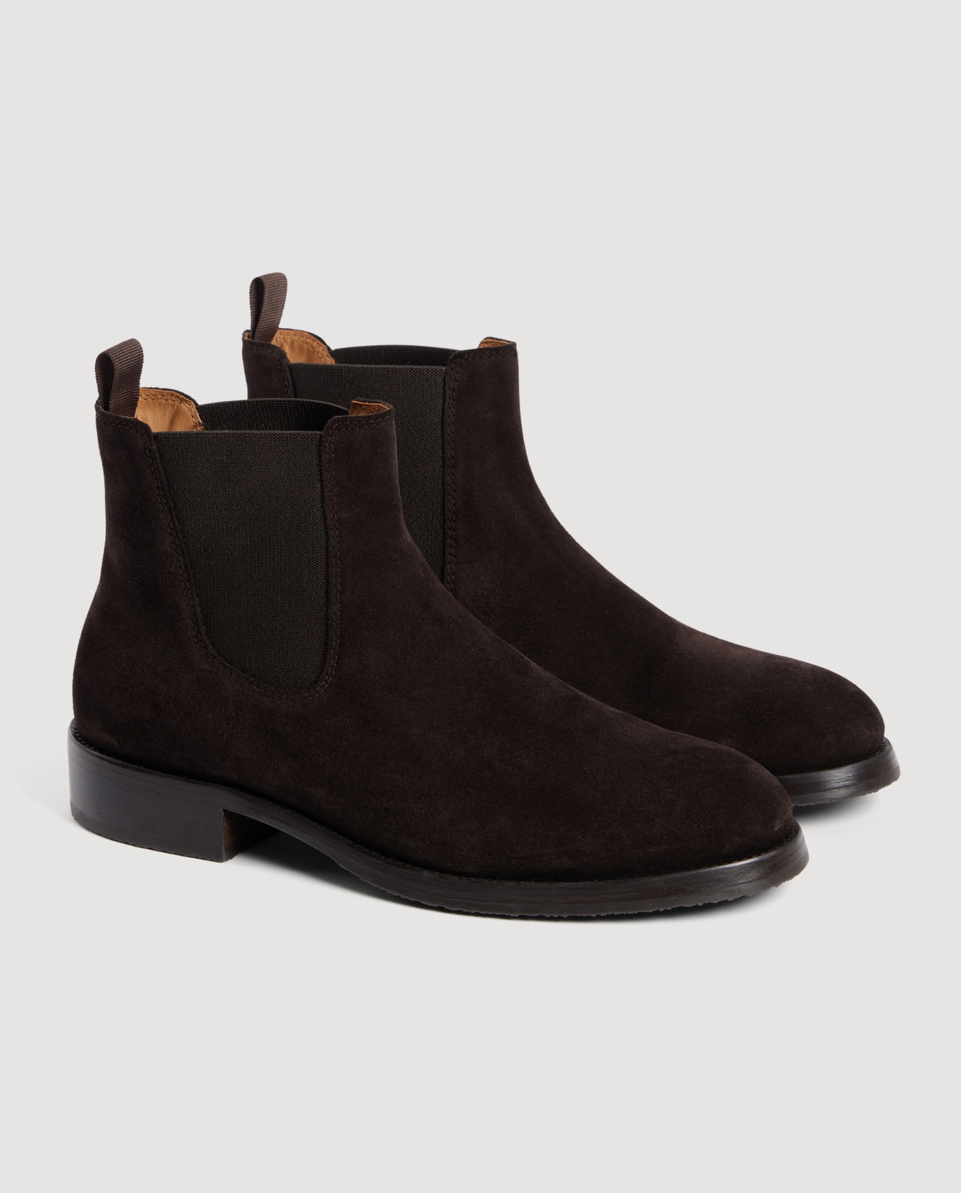 Imagen 4 de Botines chelsea de hombre de serraje con elásticos - Sandro - Marrón oscuro Marrón oscuro