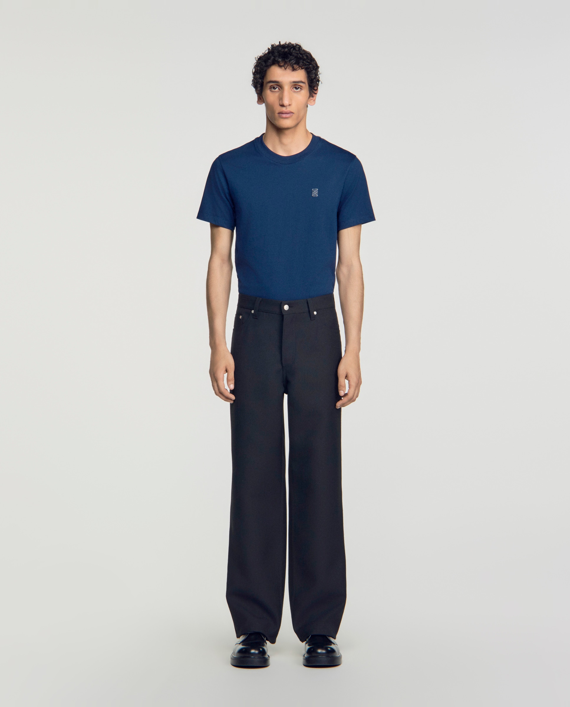 Pantalón cinco bolsillos de hombre corte recto liso - Sandro - Negro Negro-1