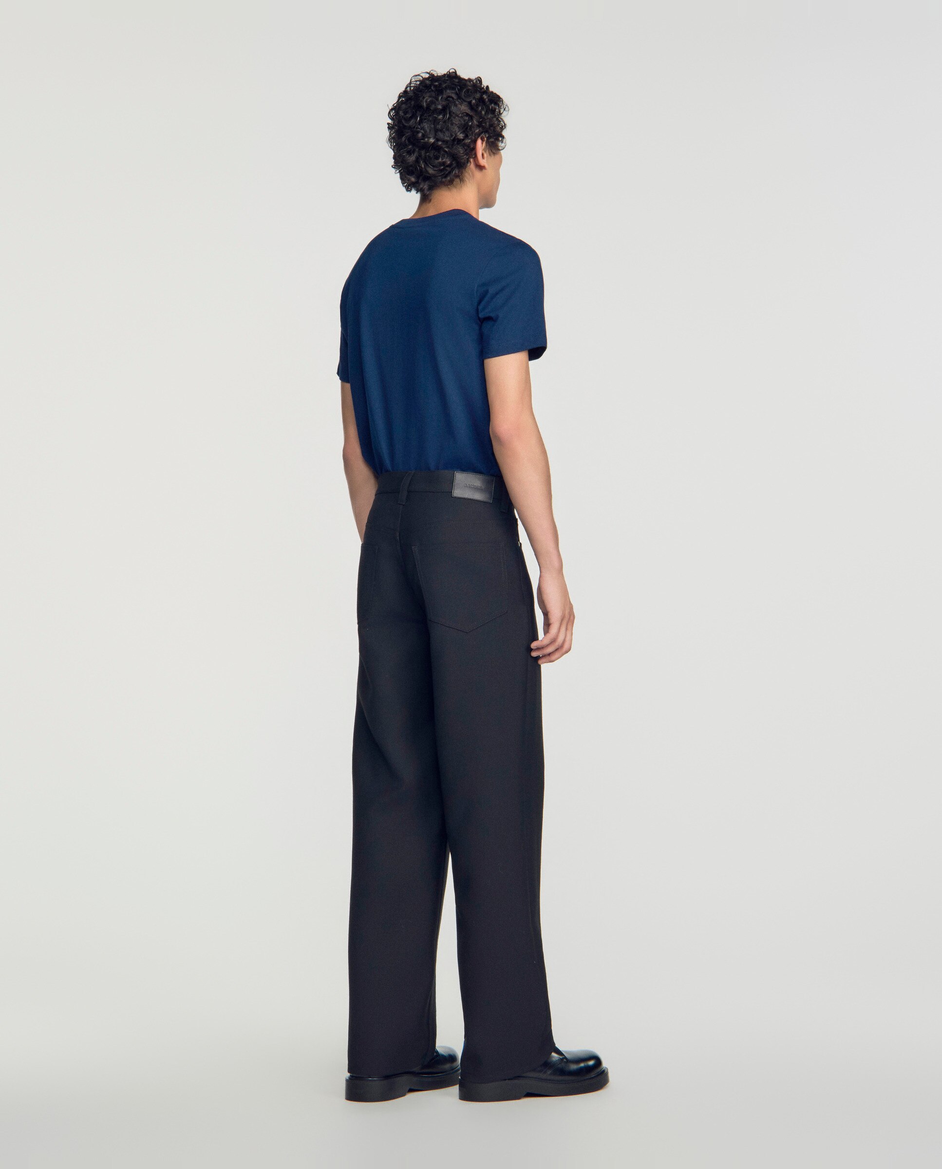 Pantalón cinco bolsillos de hombre corte recto liso - Sandro - Negro Negro-2