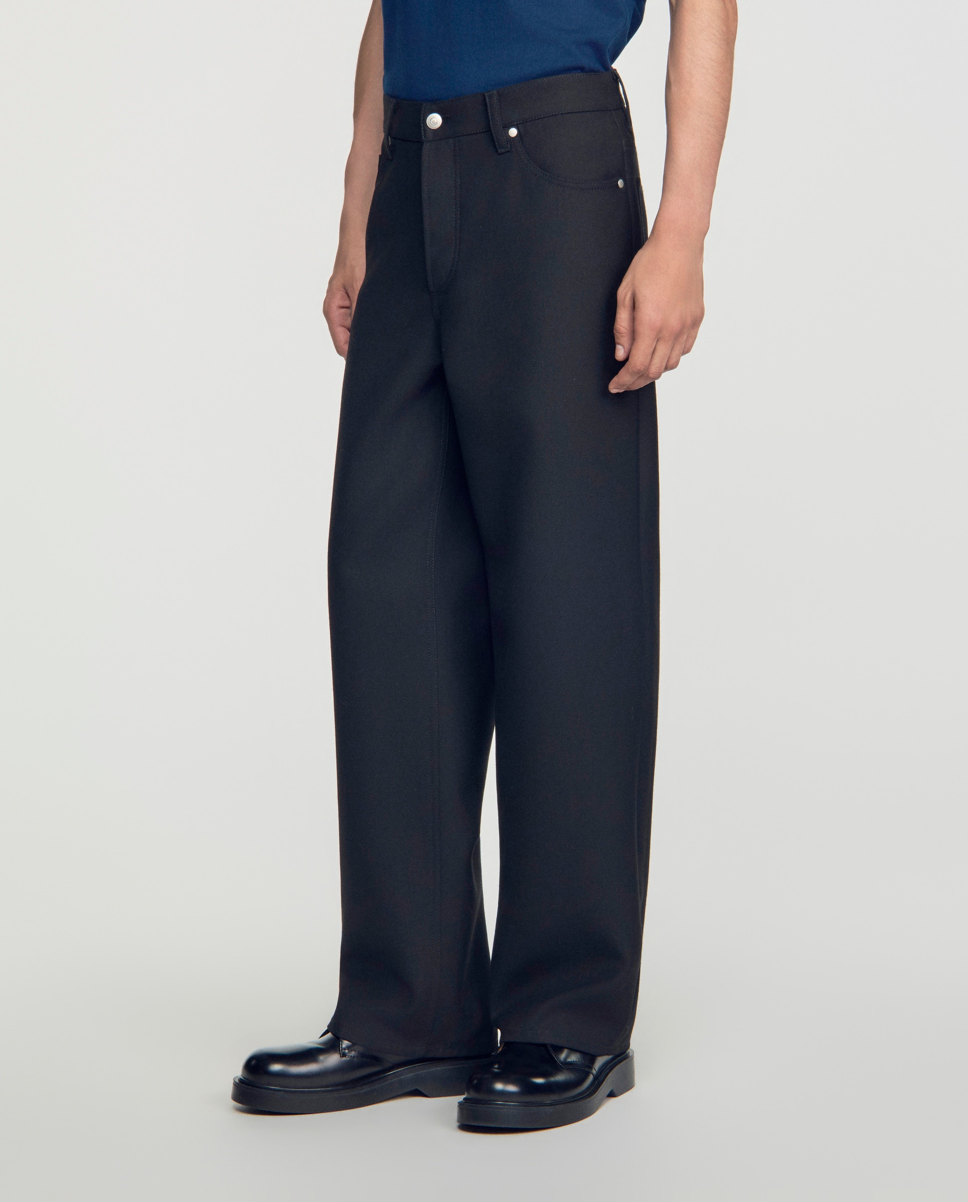 Pantalón cinco bolsillos de hombre corte recto liso - Sandro - Negro Negro-3