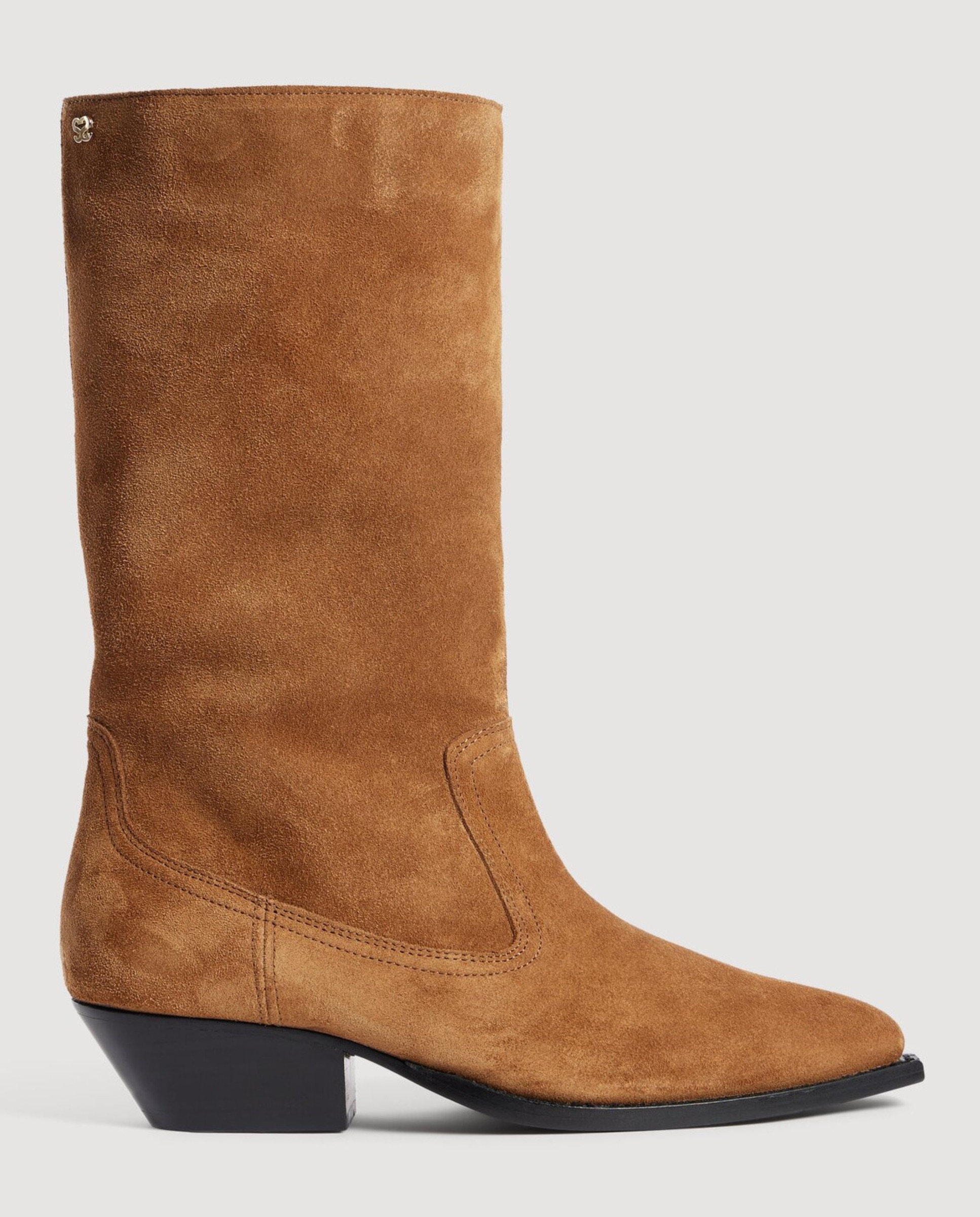 Imagen 0 de Botas cowboy de mujer de ante y piel Marrón