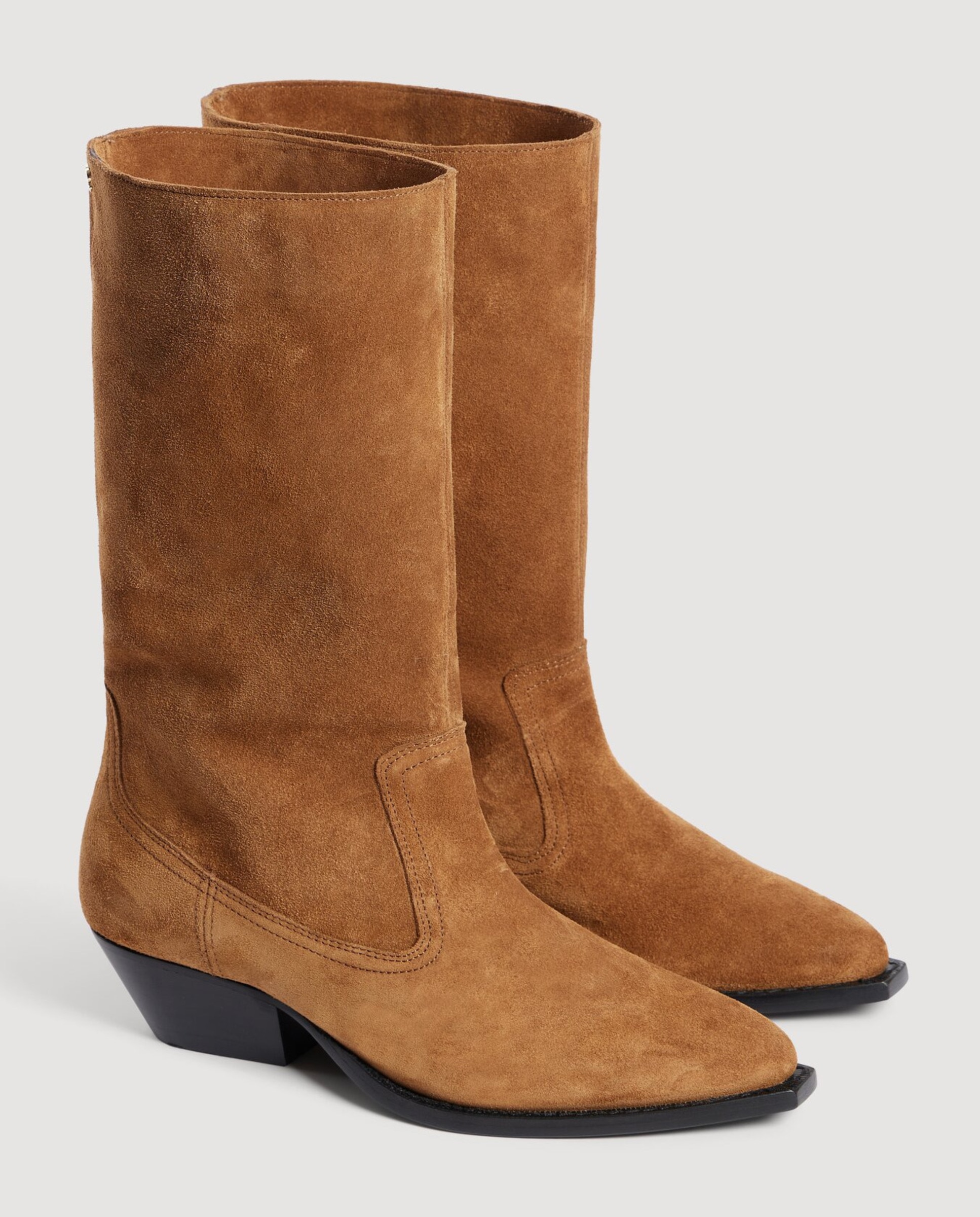 Botas cowboy de mujer de ante y piel - Sandro - Marrón Marrón-3
