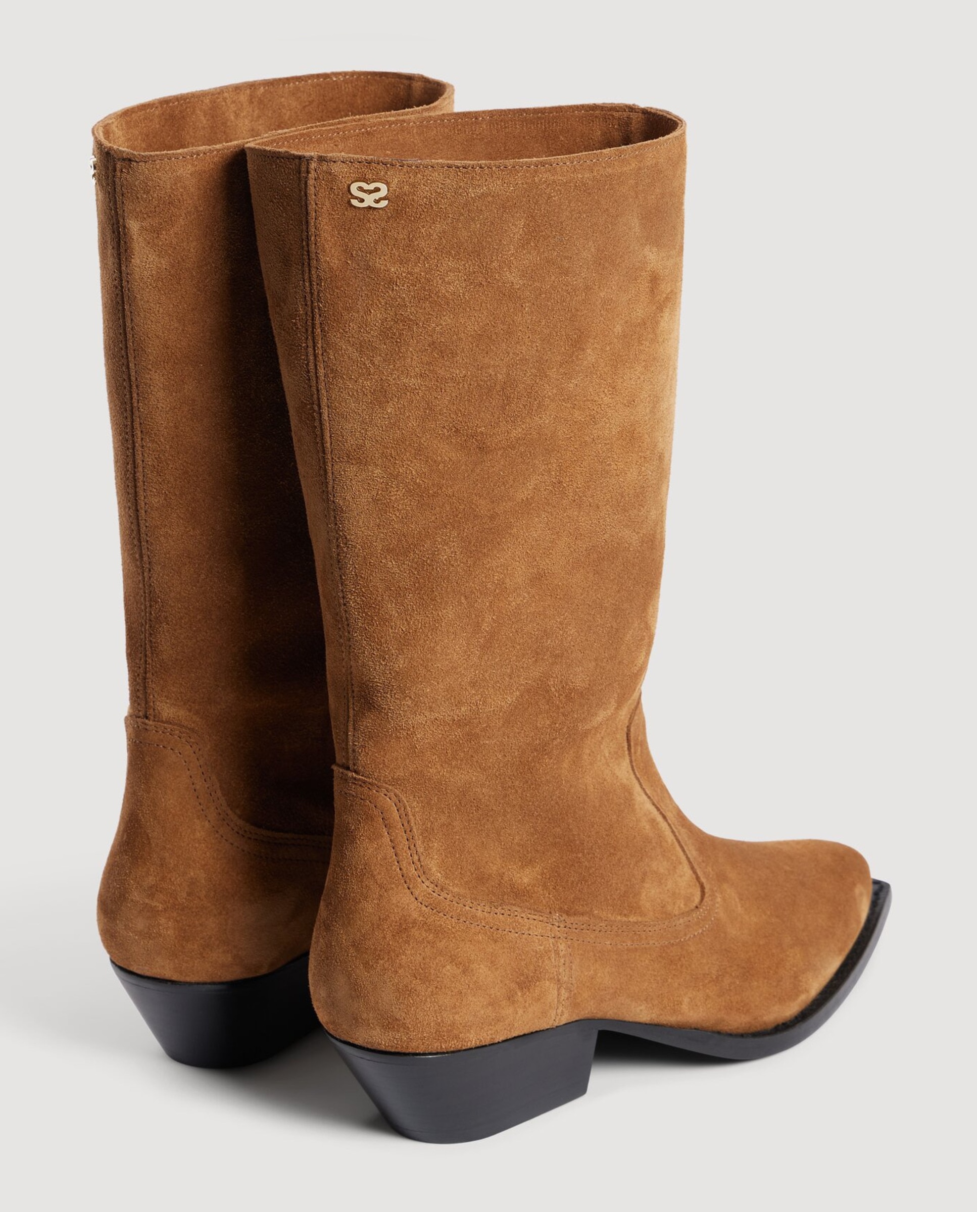 Botas cowboy de mujer de ante y piel - Sandro - Marrón Marrón-2