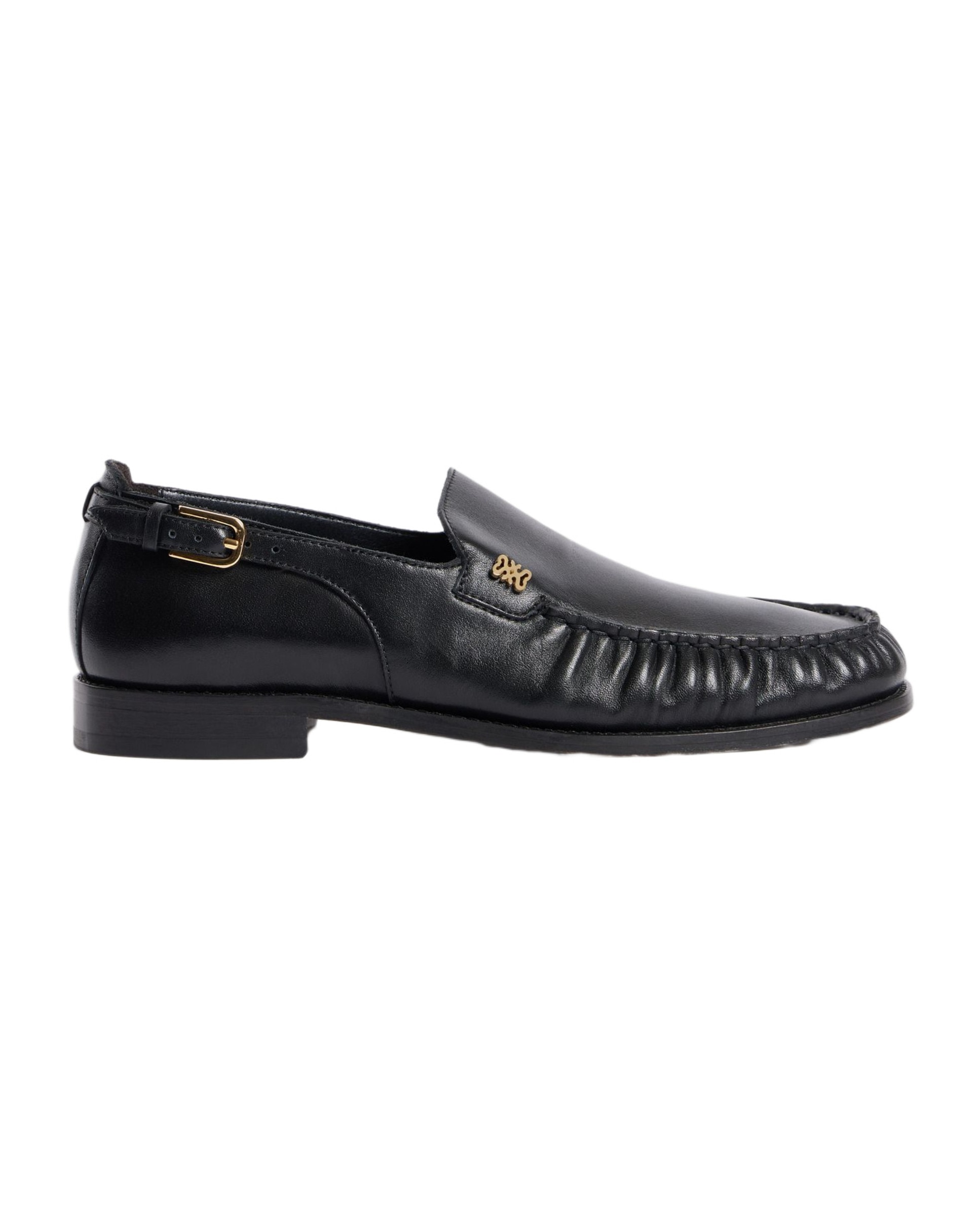 Imagen 0 de Mocasines de mujer de cuero con hebilla Negro