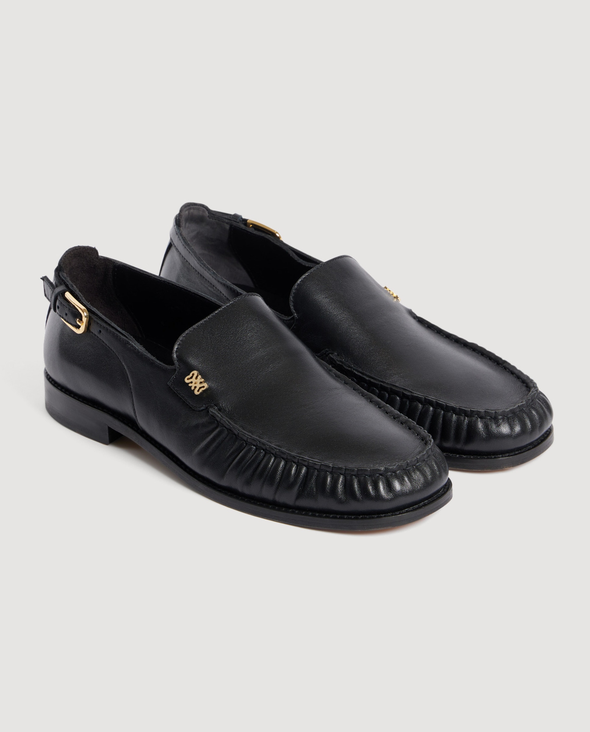 Mocasines de mujer de cuero con hebilla - Sandro - Negro Negro-3