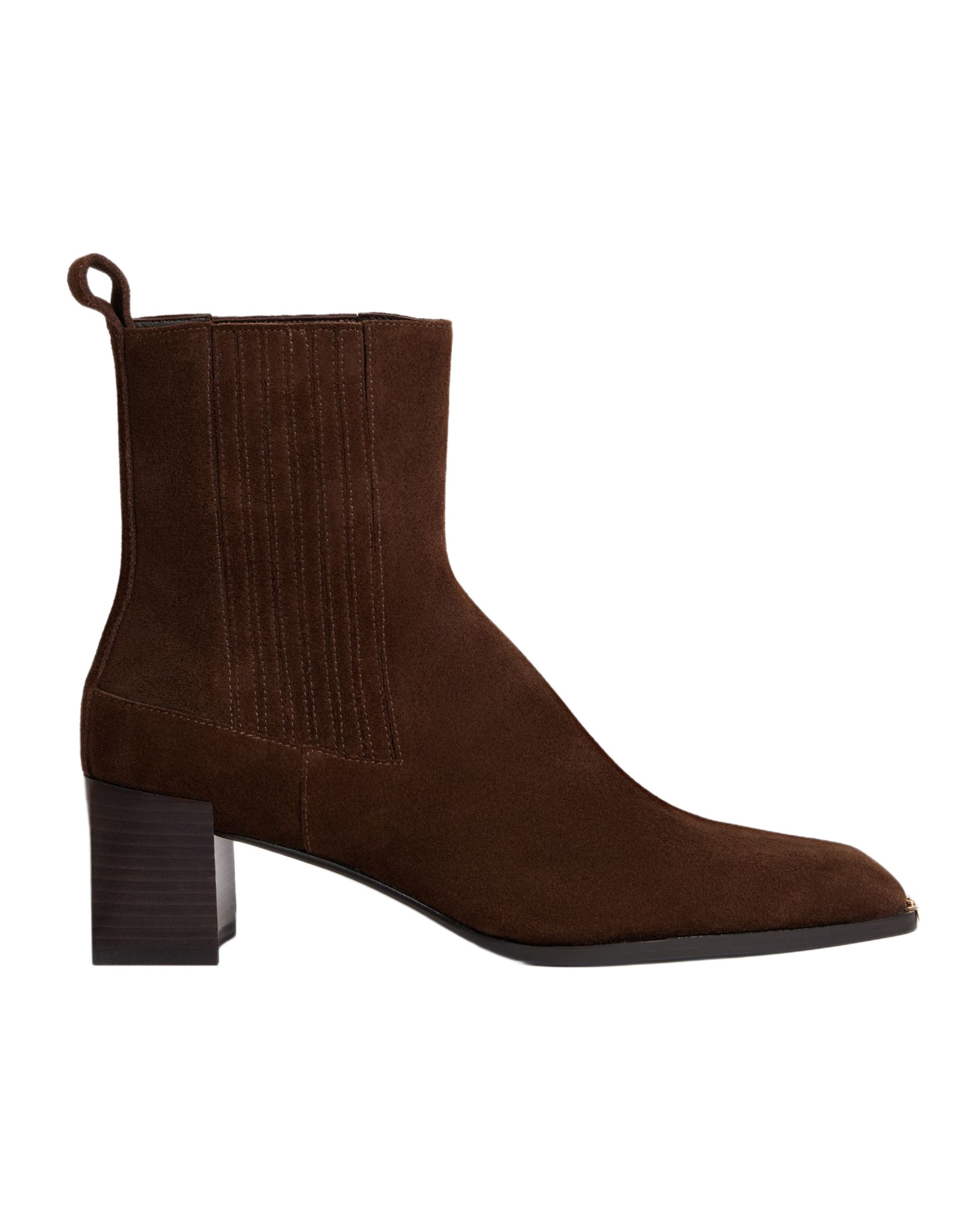 Botines básicos de mujer de ante y puntera metálica - Sandro - Marrón Marrón-1