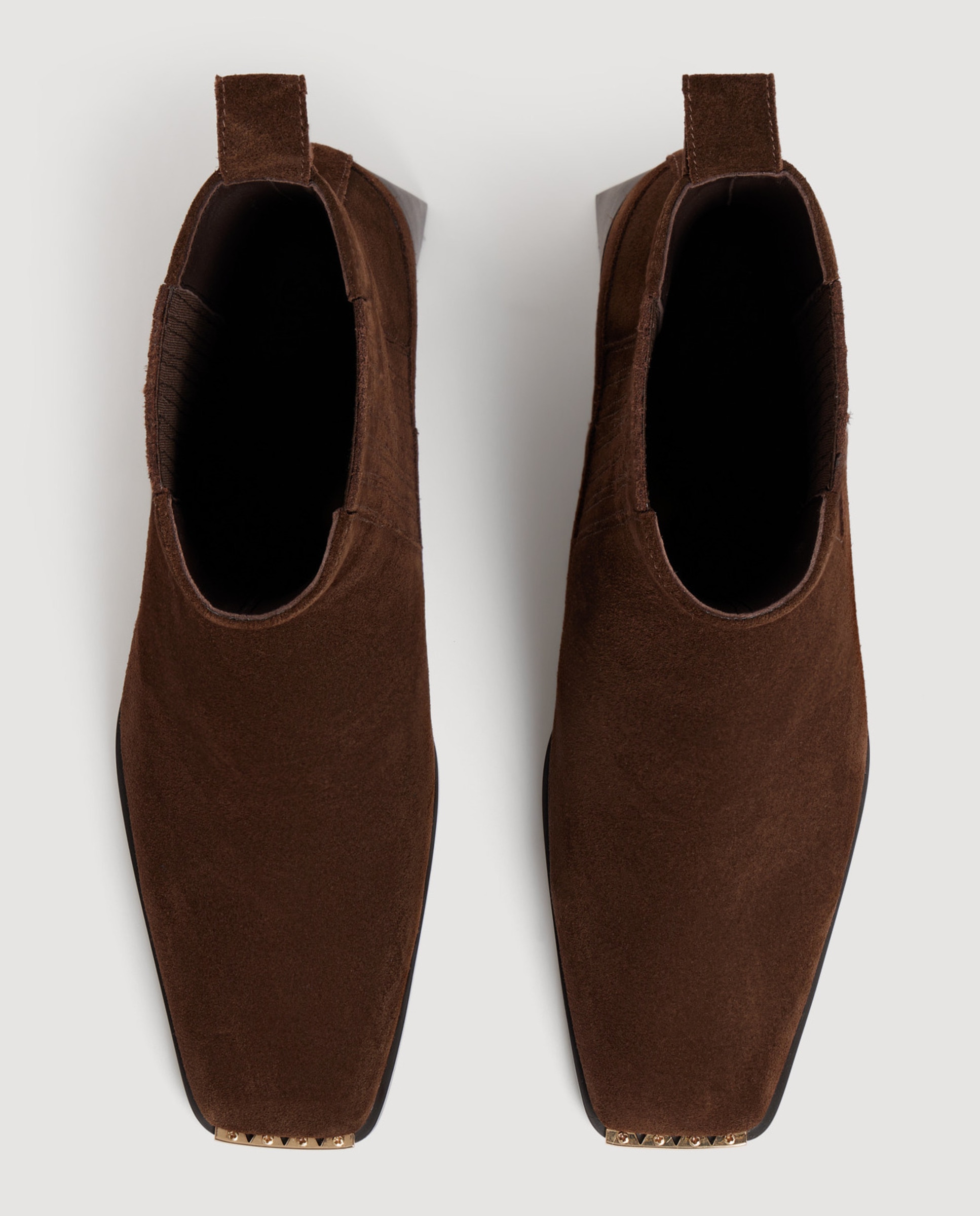 Botines básicos de mujer de ante y puntera metálica - Sandro - Marrón Marrón-2